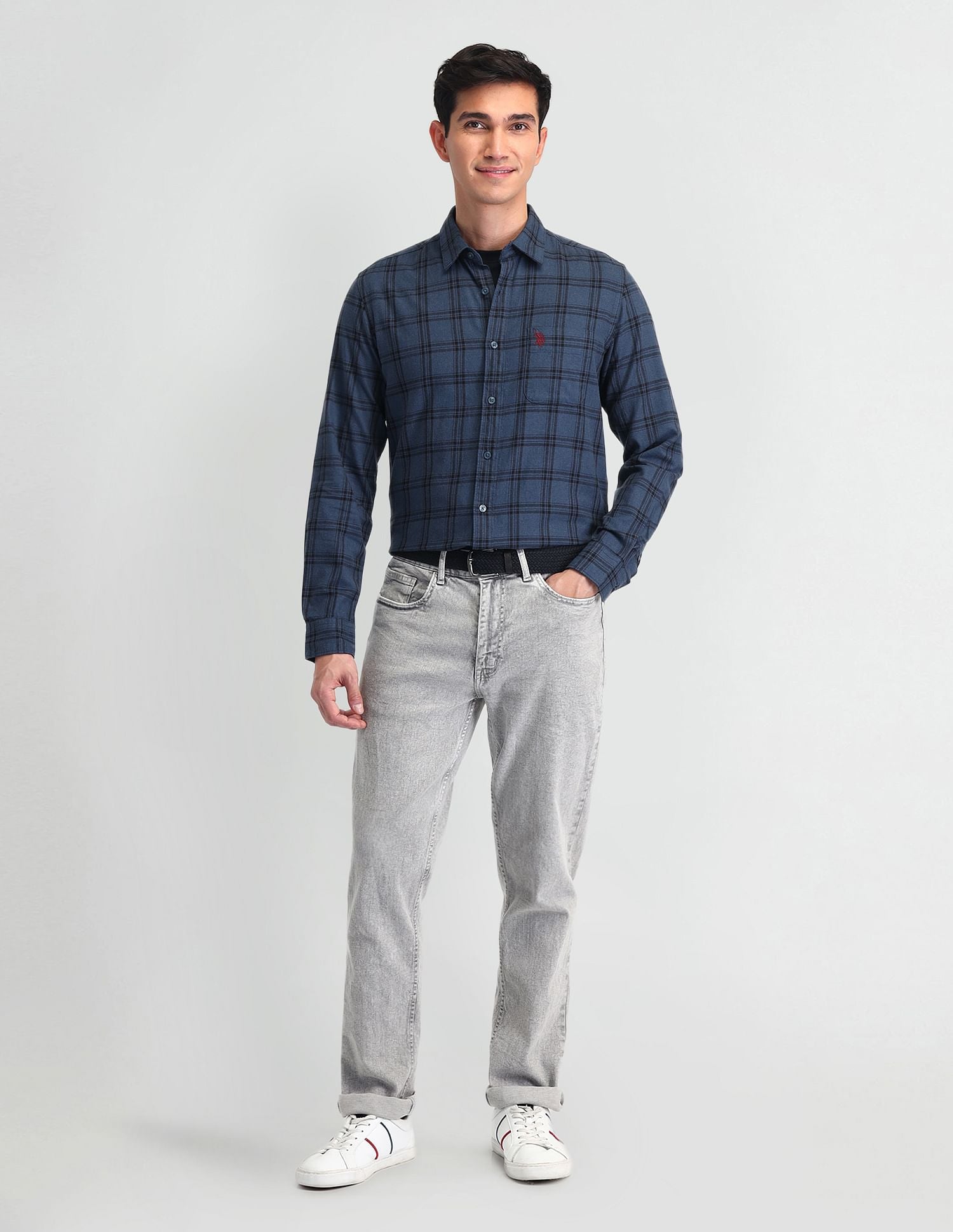 Tartan Check Regular Fit Shirt Blue - U.S. Polo Assn. India | Large
