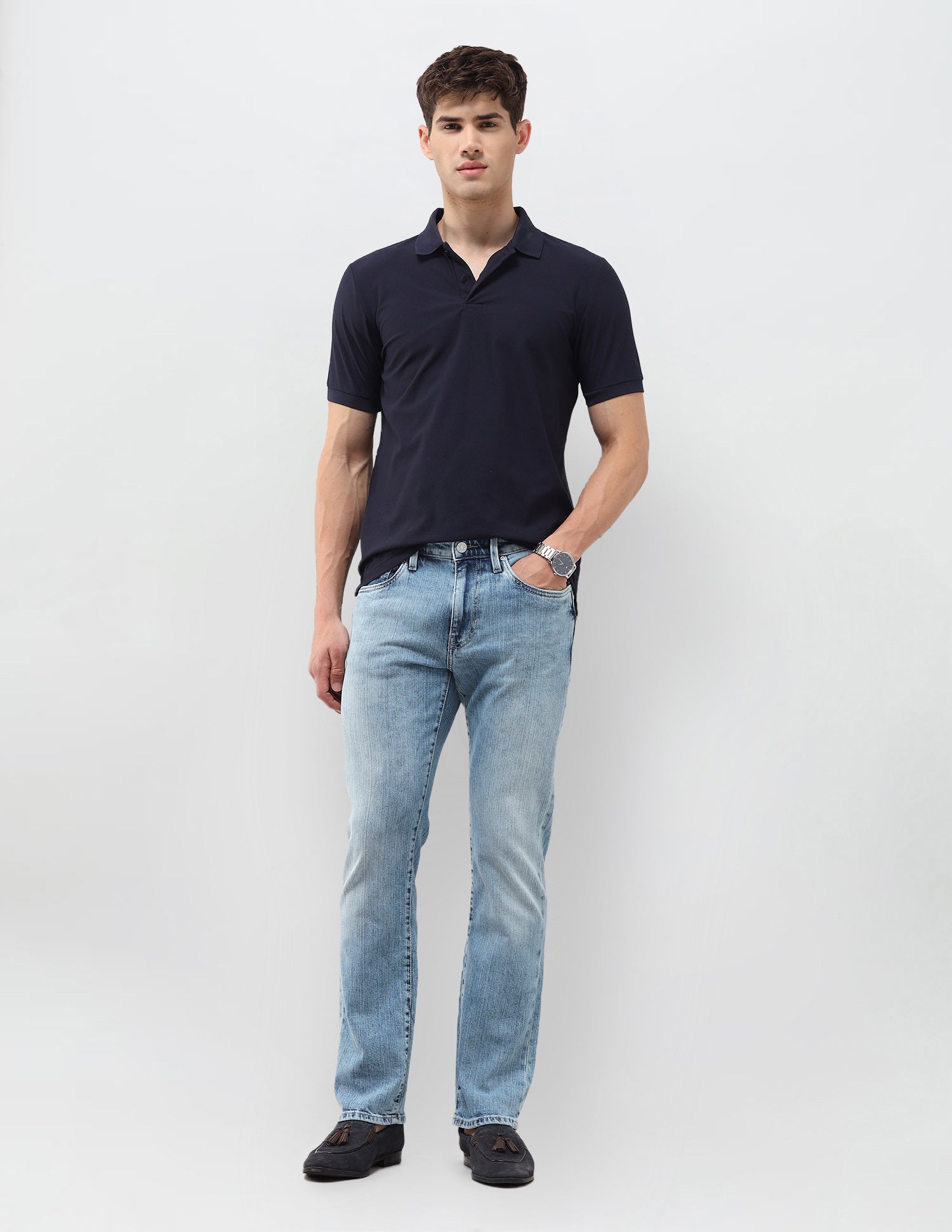 Harold Slim Straight Fit Blue Jeans Mid Blue - U.S. Polo Assn. India | Large