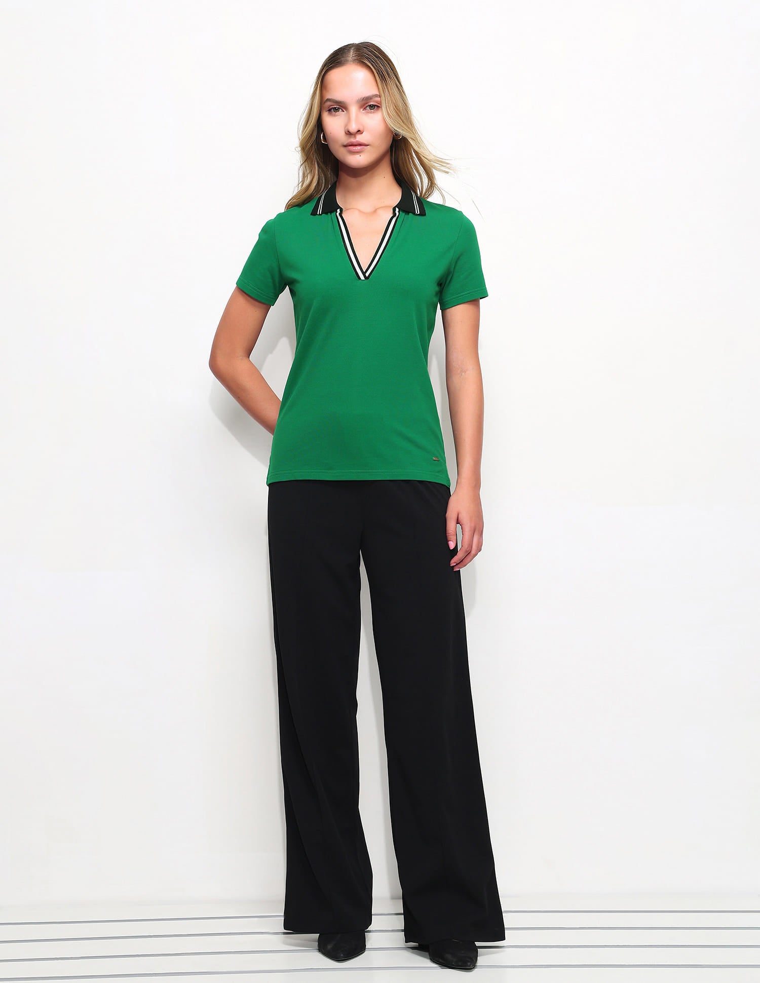 Regular Fit Contrast Collar Polo Shirt Green - U.S. Polo Assn. India | Large
