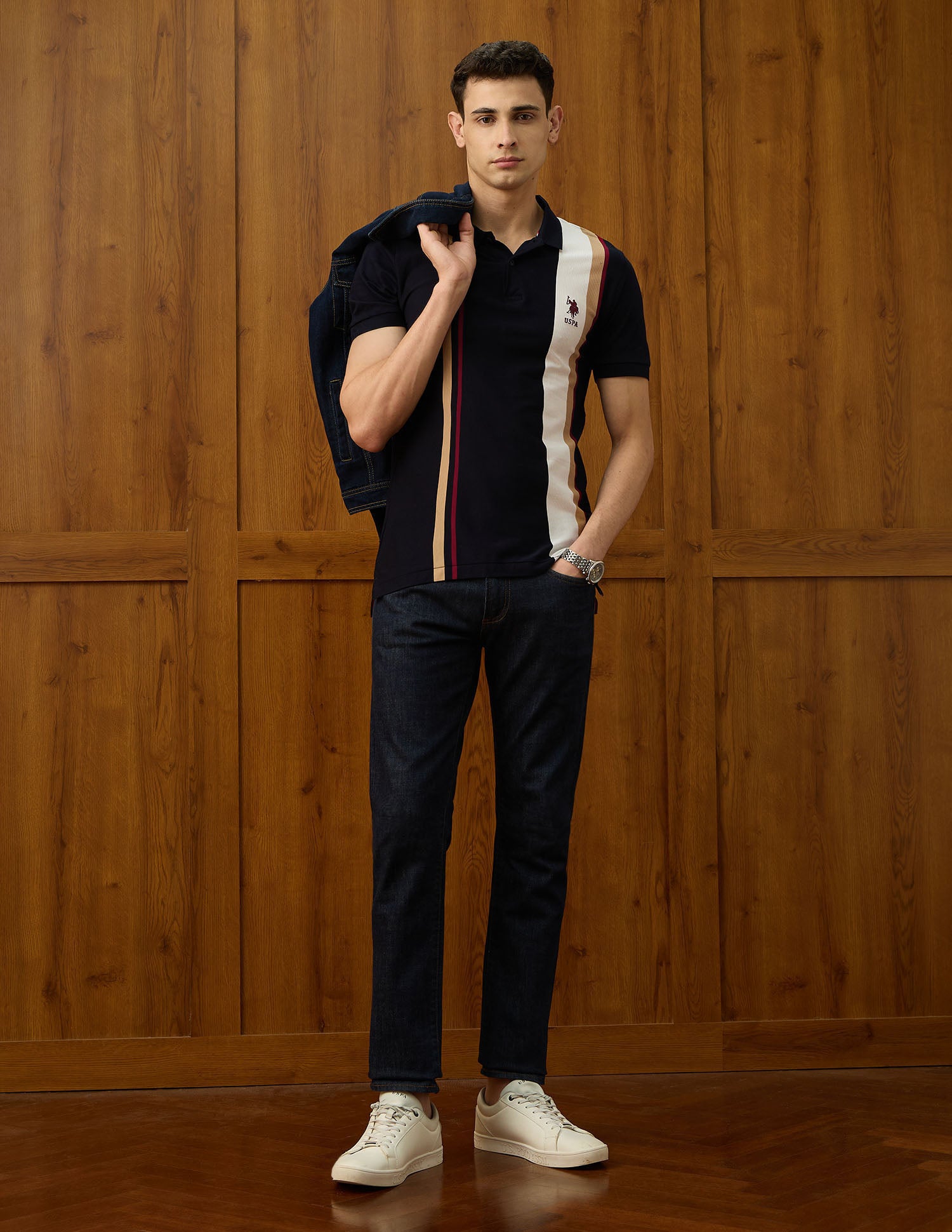 Vertical Striped Varsity Theatre Polo Shirt Navy - U.S. POLO ASSN. | Large