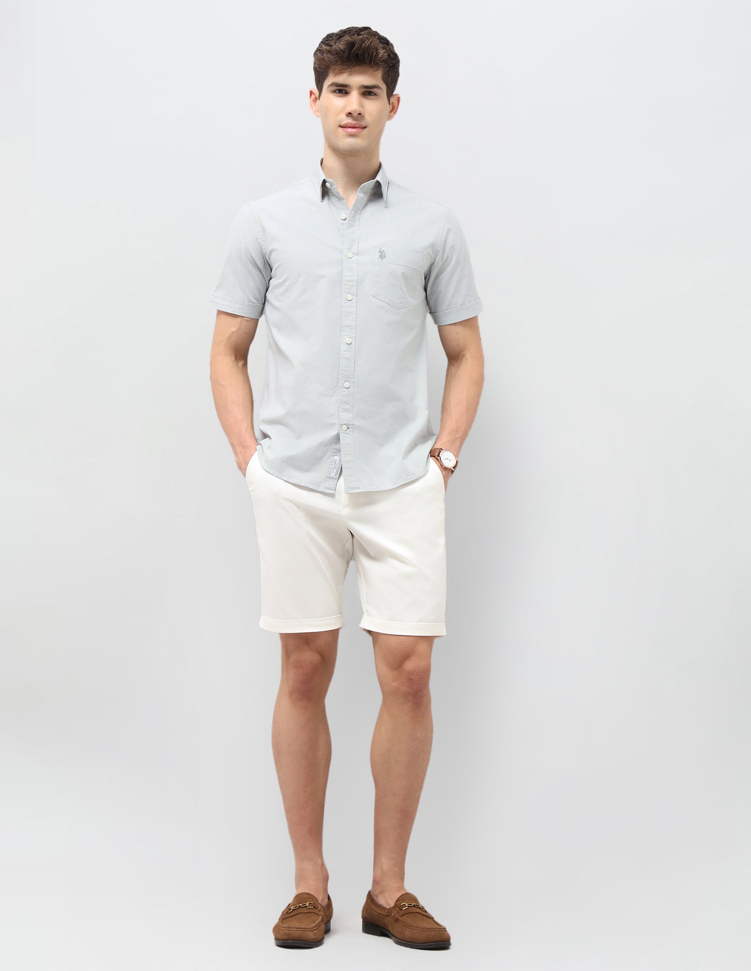 Tailored Fit Oxford Shirt Light Green - U.S. Polo Assn. India | Large