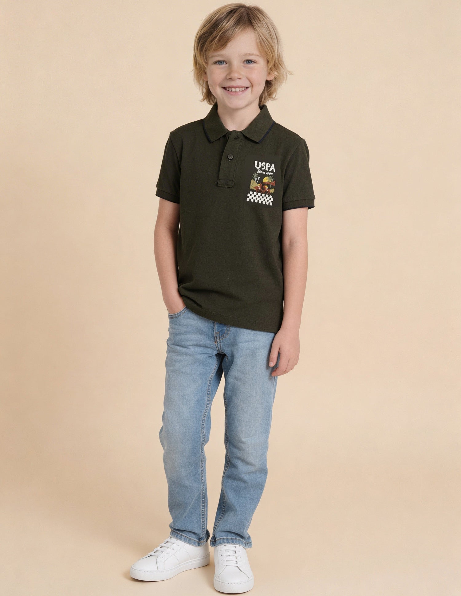 Graphic Brand Printed Regular Fit Polo Shirt Dark Green - U.S. Polo Assn. India | Large