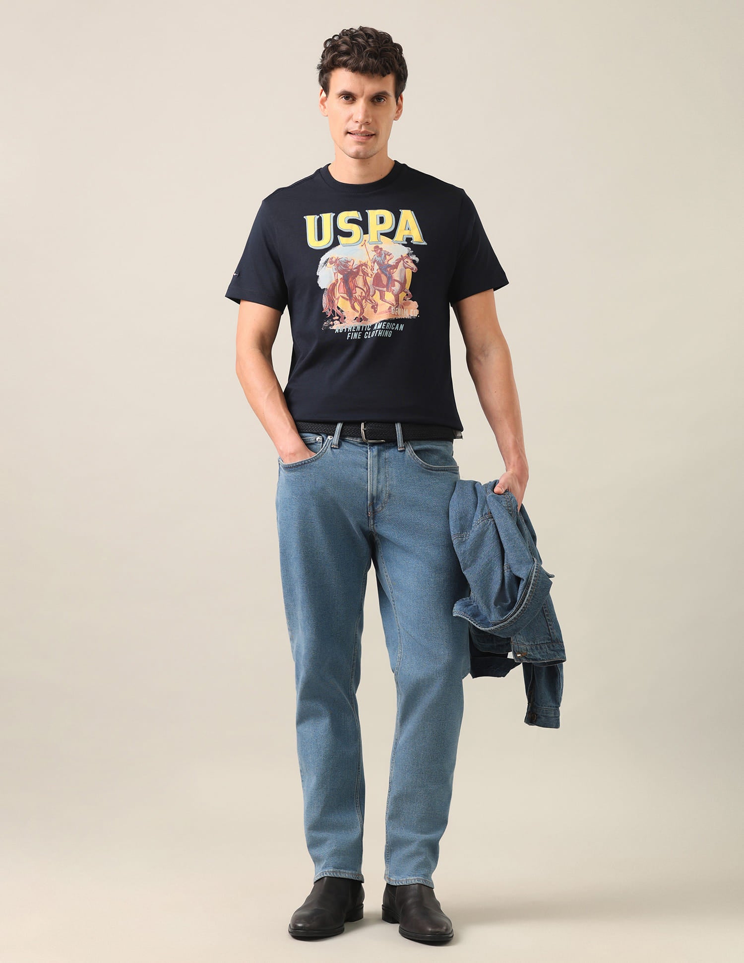 Graphic Brand Printed Slim Fit T-Shirt Navy - U.S. Polo Assn. India | Large