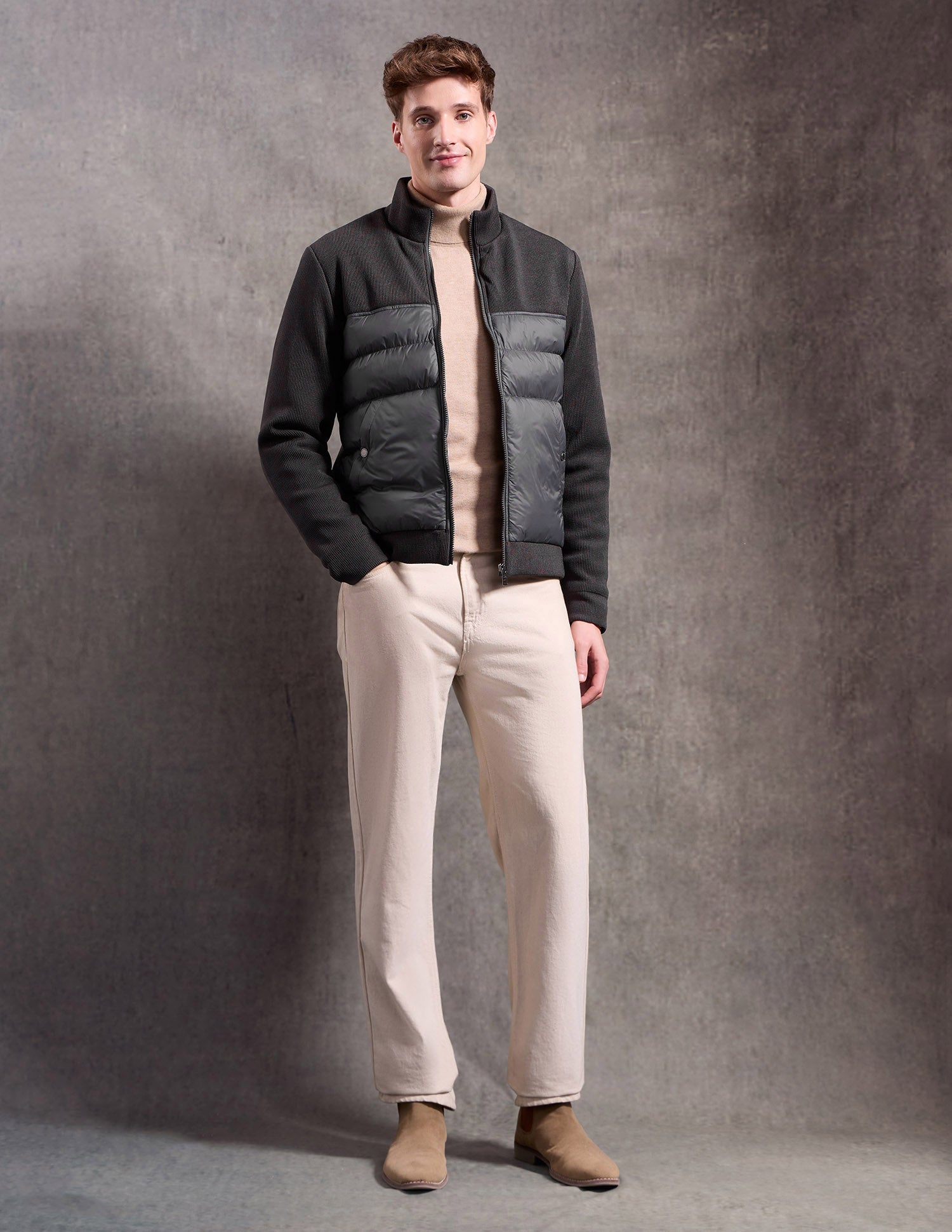 Black & Gold Puffer Jacket Regular Fit Jacket Dark Grey - U.S. Polo Assn. India | Large
