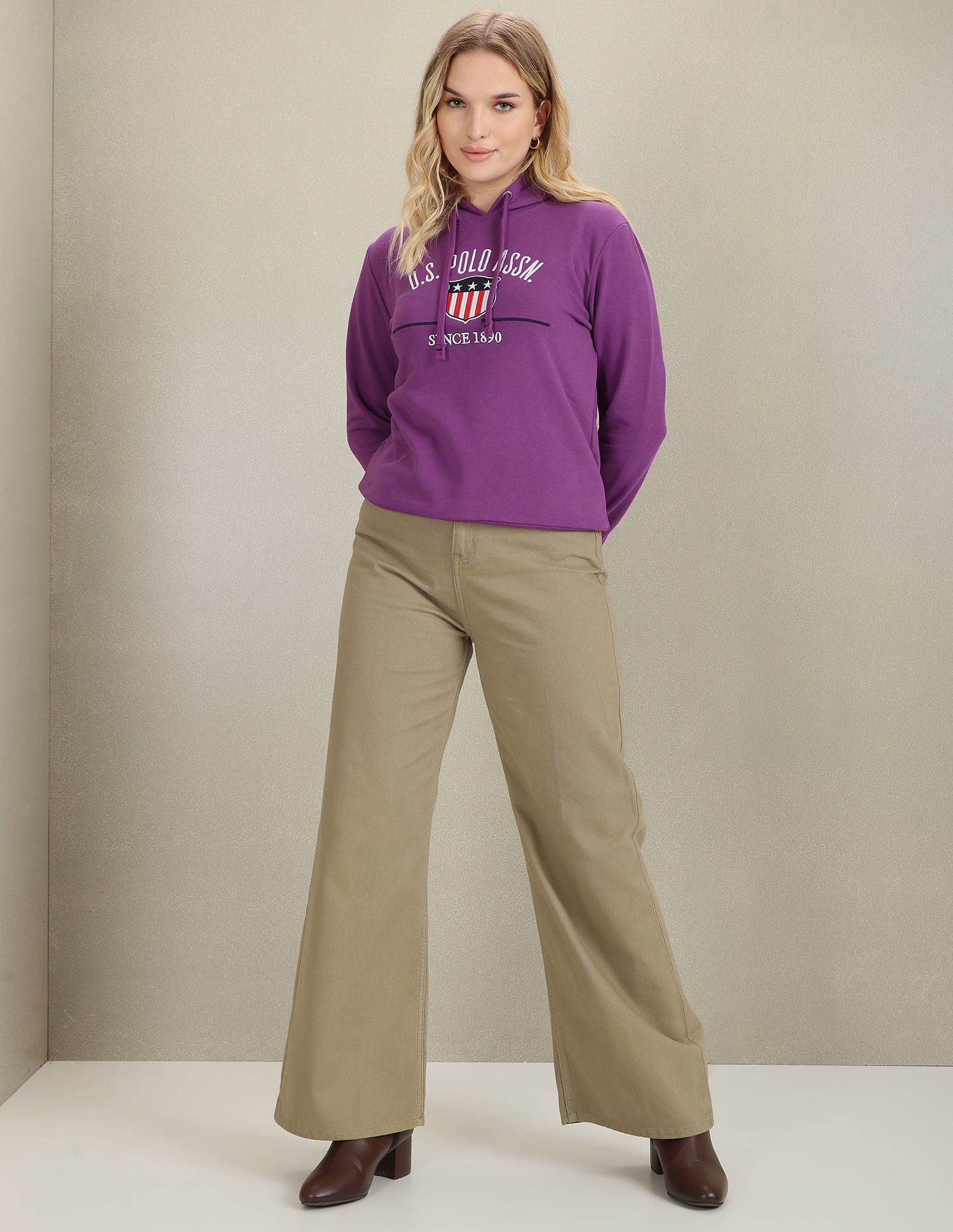 Brand Embroidered Hooded Sweatshirt Purple - U.S. POLO ASSN. | Large