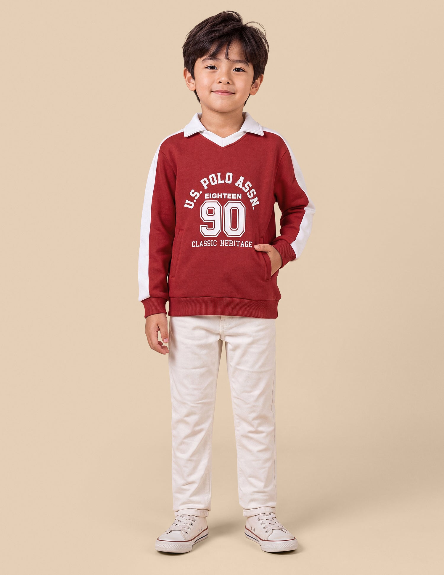 Brand Printed Regular Fit Sweatshirt Red - U.S. Polo Assn. India | Large