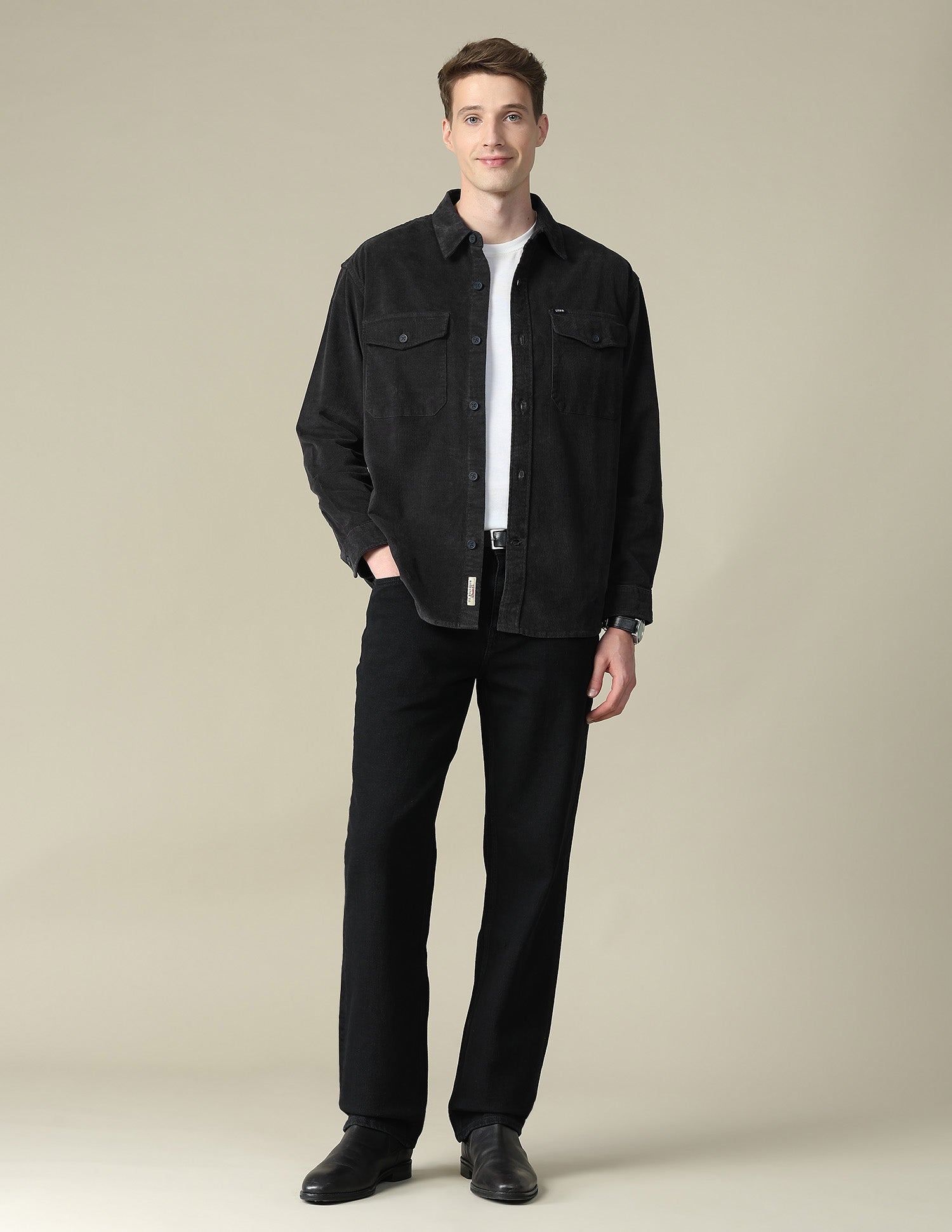 Corduroy Regular Fit Shacket Black - U.S. Polo Assn. India | Large