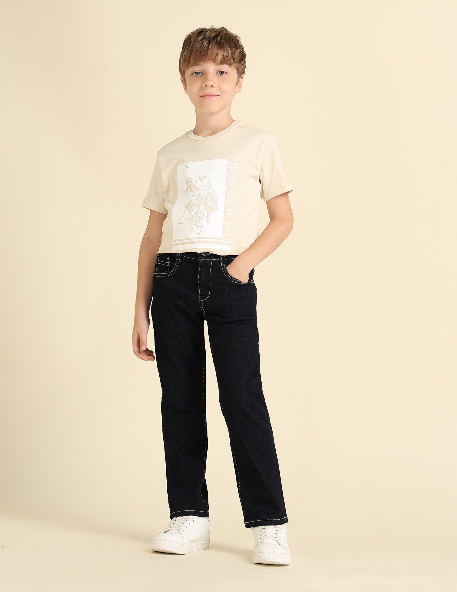 Boys Mid Rise Relaxed Fit Jeans Dark Blue - U.S. POLO ASSN. | Large