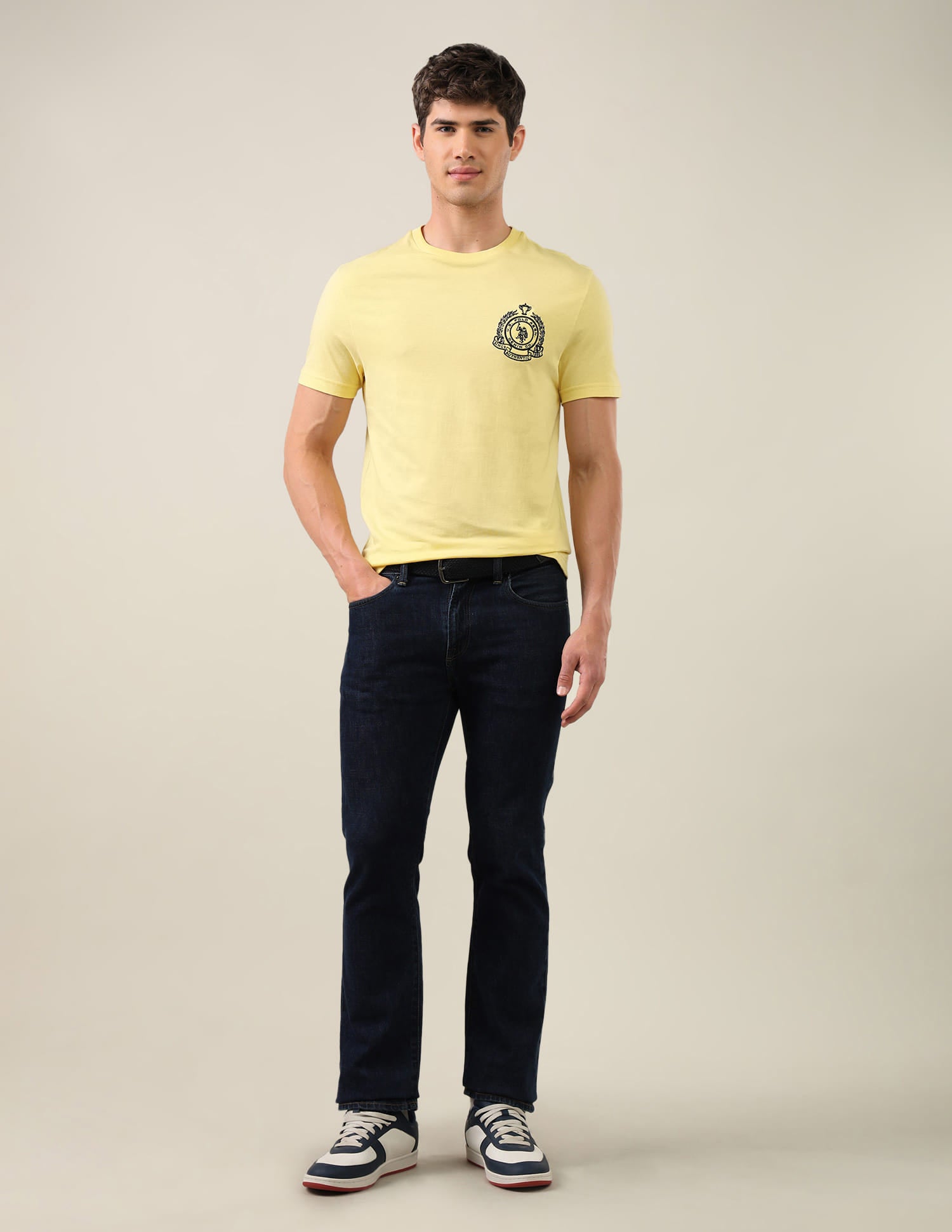 Solid Regular Fit T-Shirt Yellow - U.S. Polo Assn. India | Large