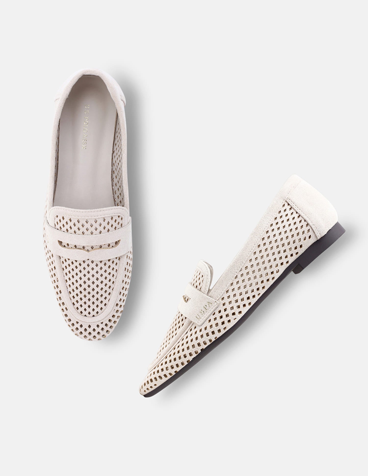 Mesh Textured Outsole Avenoir Loafers Off White - U.S. Polo Assn. India | Large