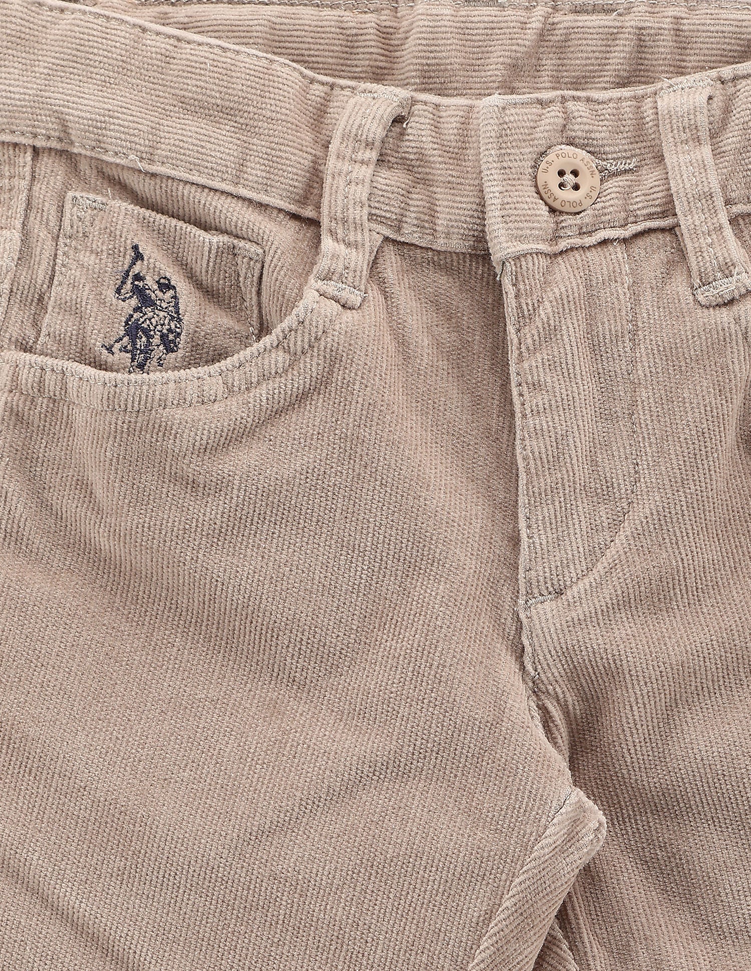 Boys Mid Rise Corduroy Trousers Beige - U.S. POLO ASSN. | Large