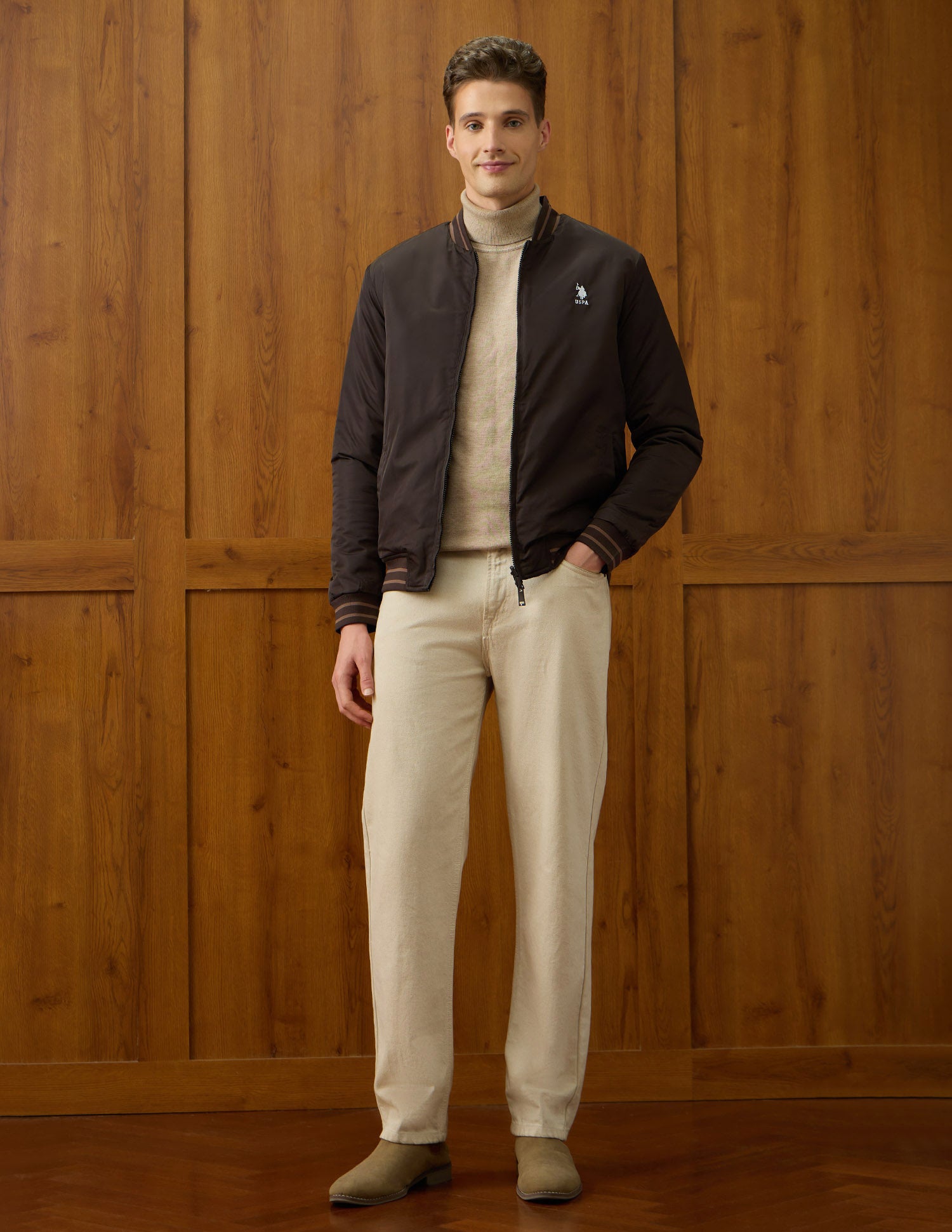 Reversible Equestrian Aisle Theater Jacket Choco - U.S. Polo Assn. India | Large