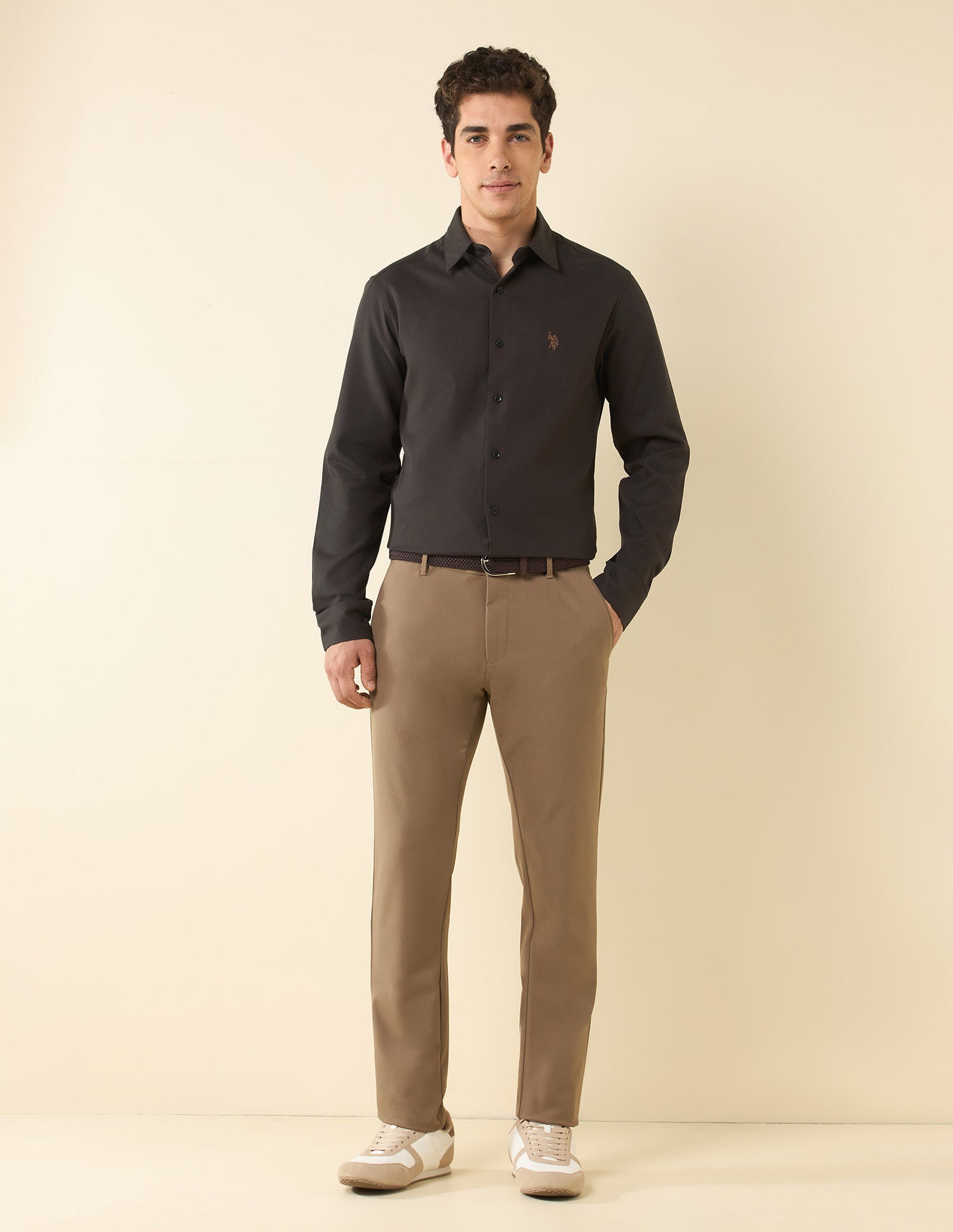 Textured Tailored Fit Shirt Choco - U.S. Polo Assn. India | Large