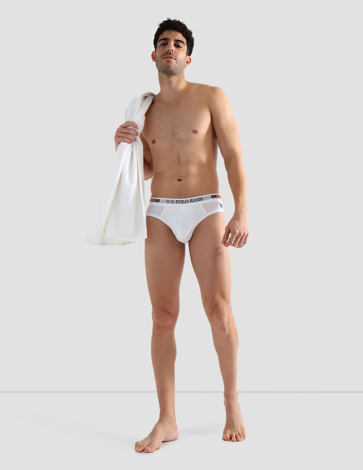 Pack Of 2 Mid-Rise Basic Briefs I650-001-P2 White and White - U.S. POLO ASSN. | Large