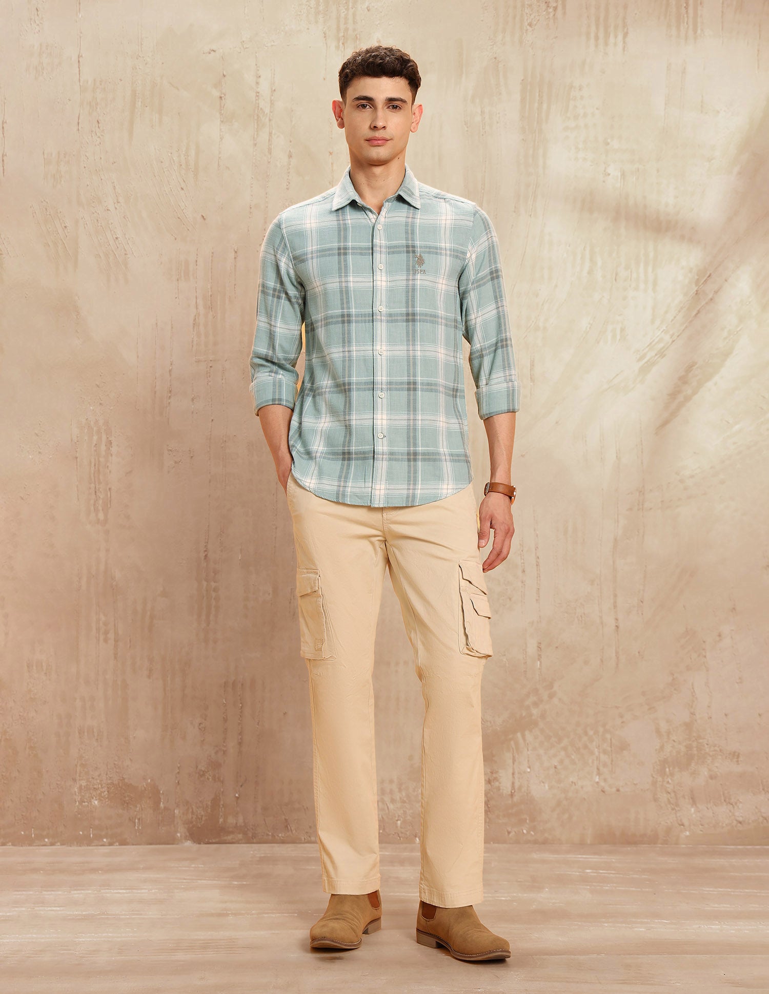 Legend Of Horseshoe Tartan Checked Shirt Light Green - U.S. POLO ASSN. | Large