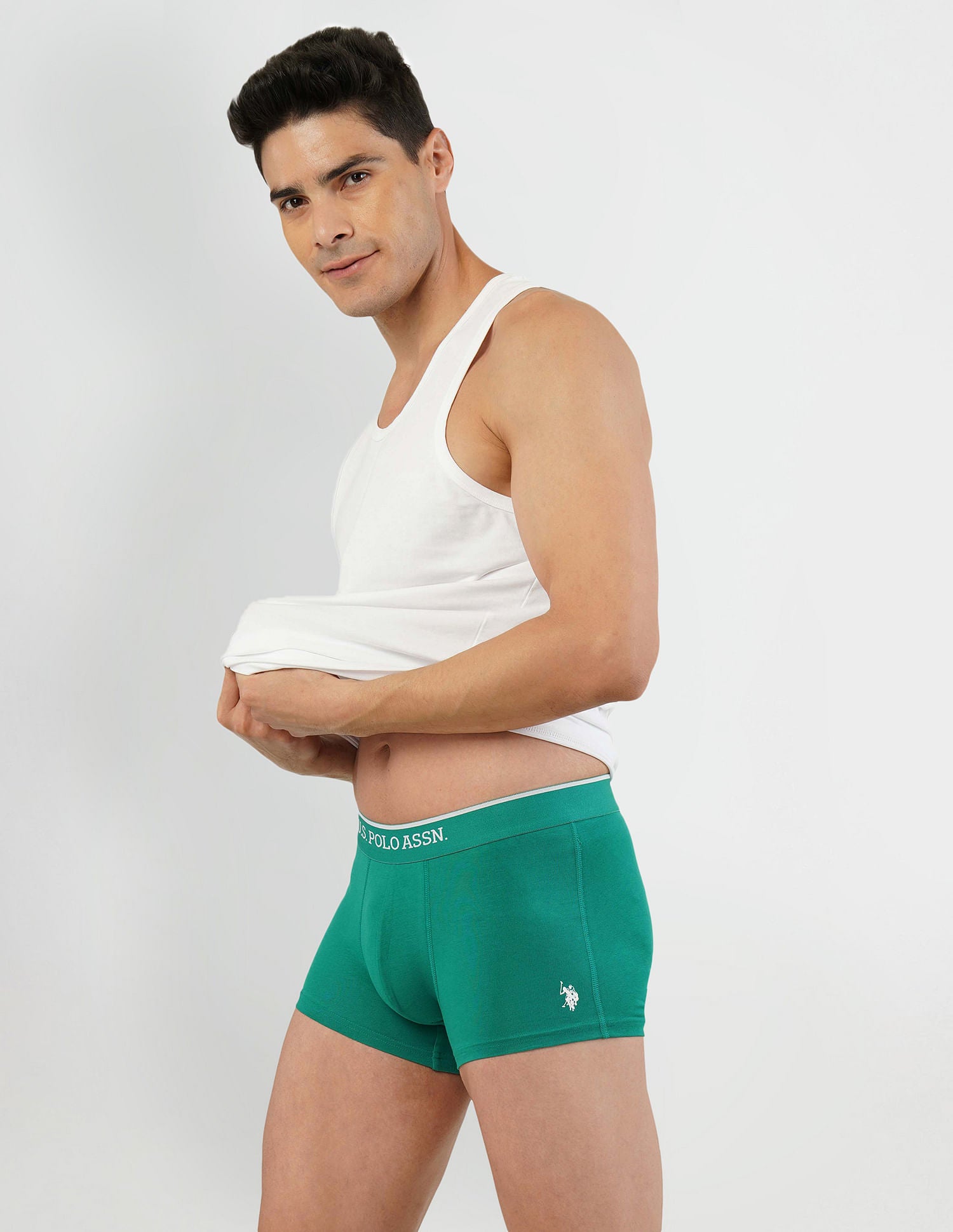 Antibacterial Solid ET004 Trunks - Pack Of 2 Black and Green - U.S. POLO ASSN. | Large