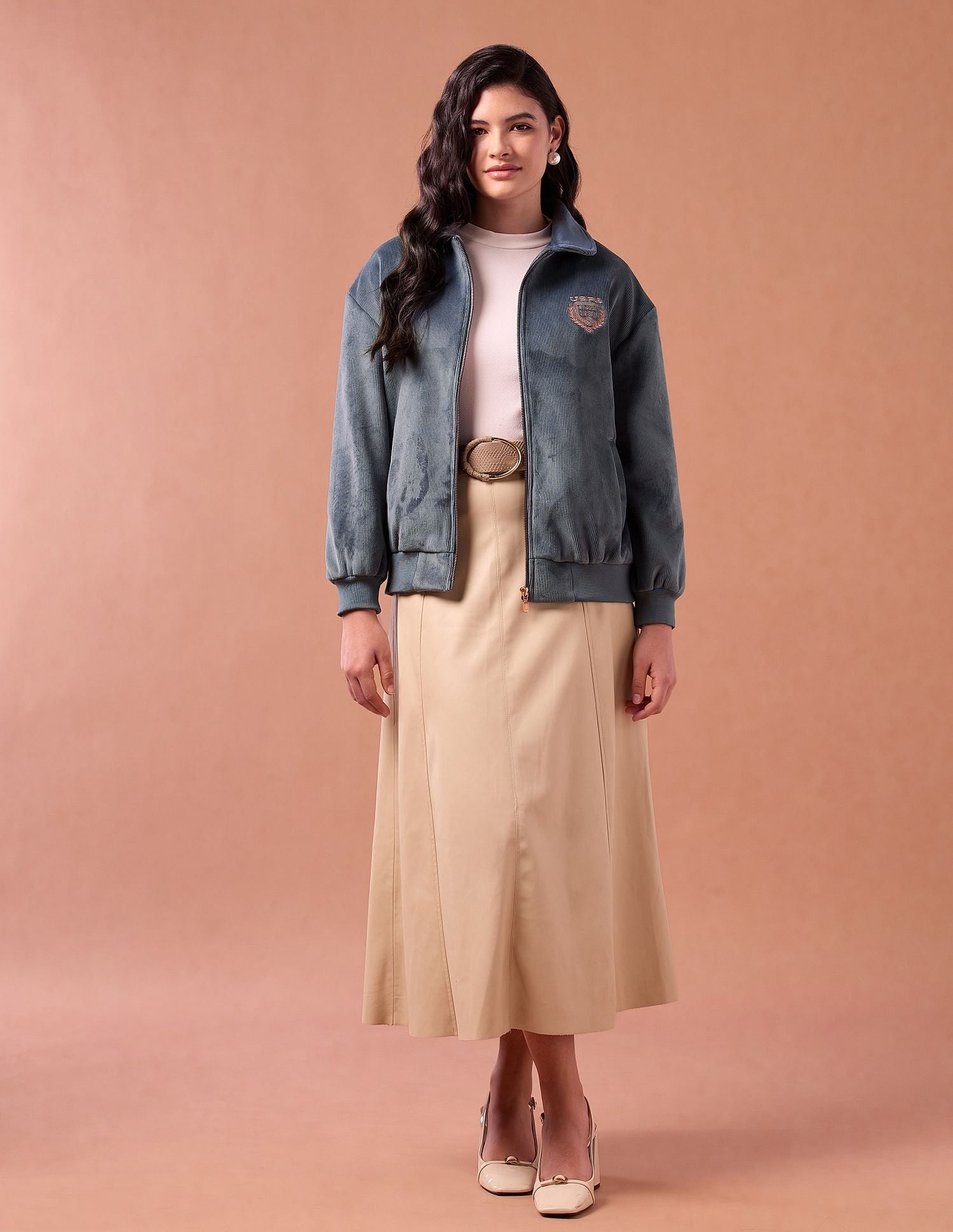 Corduroy Solid Regular Fit Jacket Blue - U.S. POLO ASSN. | Large