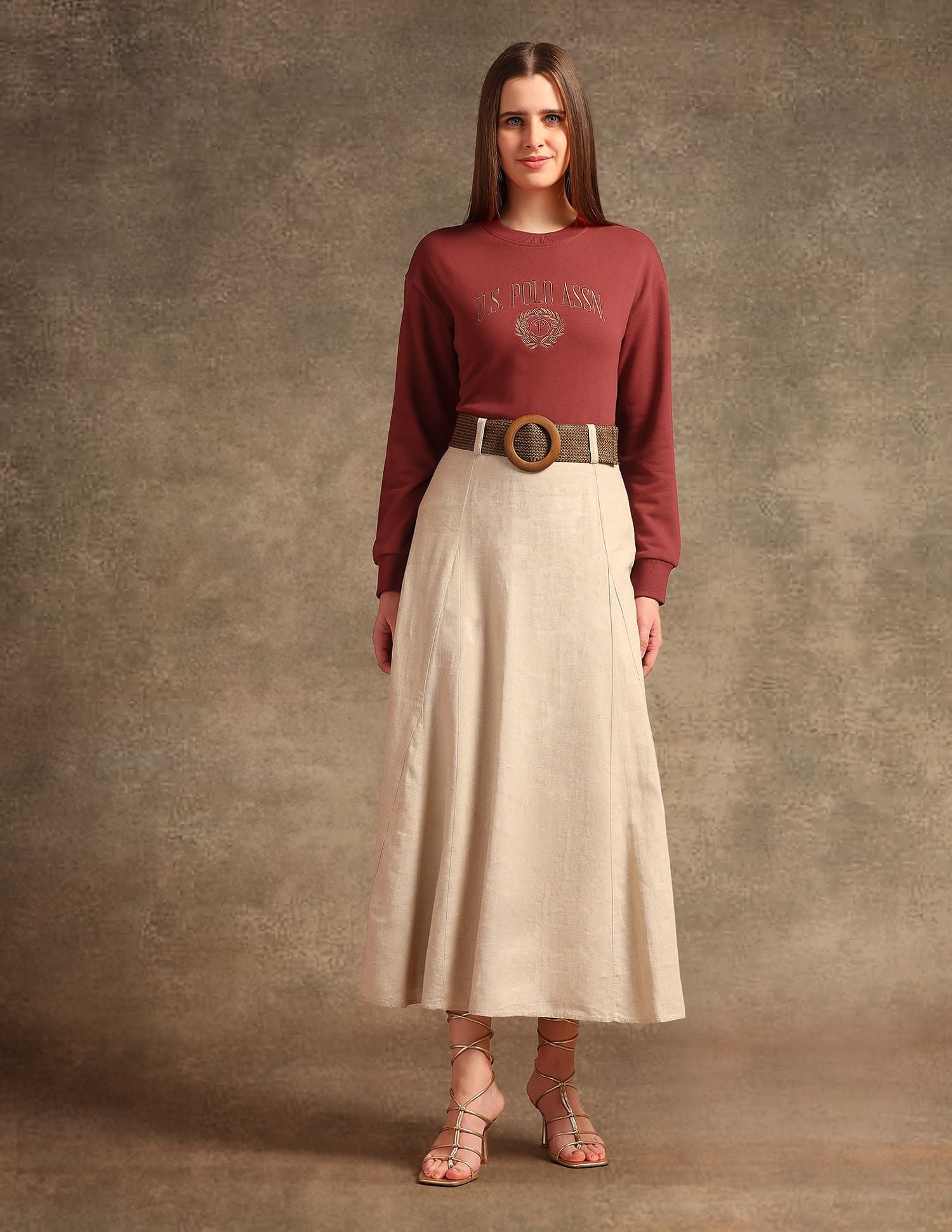 Drop Shoulder Regular Fit Sweatshirt Rust - U.S. POLO ASSN. | Large