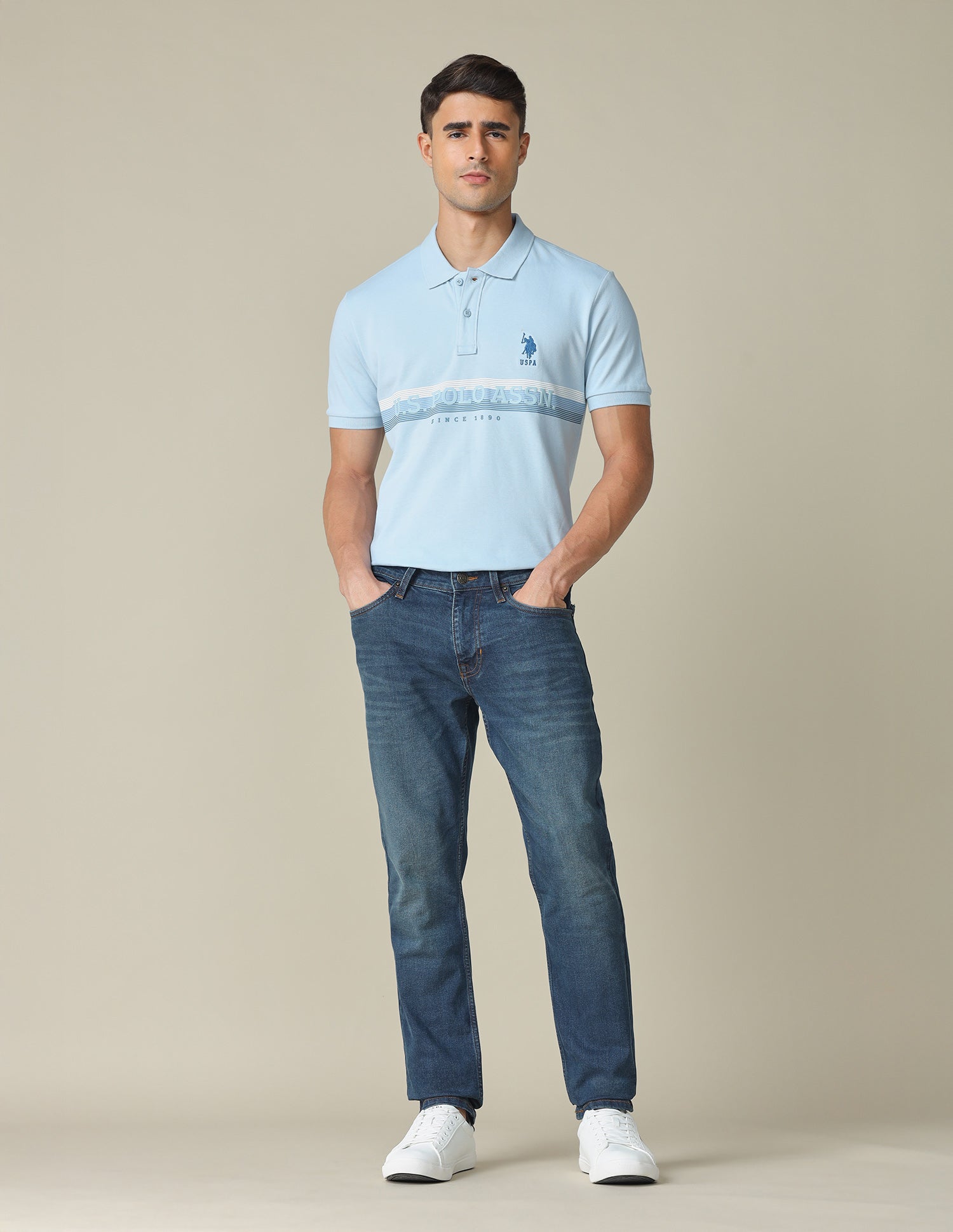 Brandon Slim Tapered Fit Blue Jeans Indigo - U.S. POLO ASSN. | Large