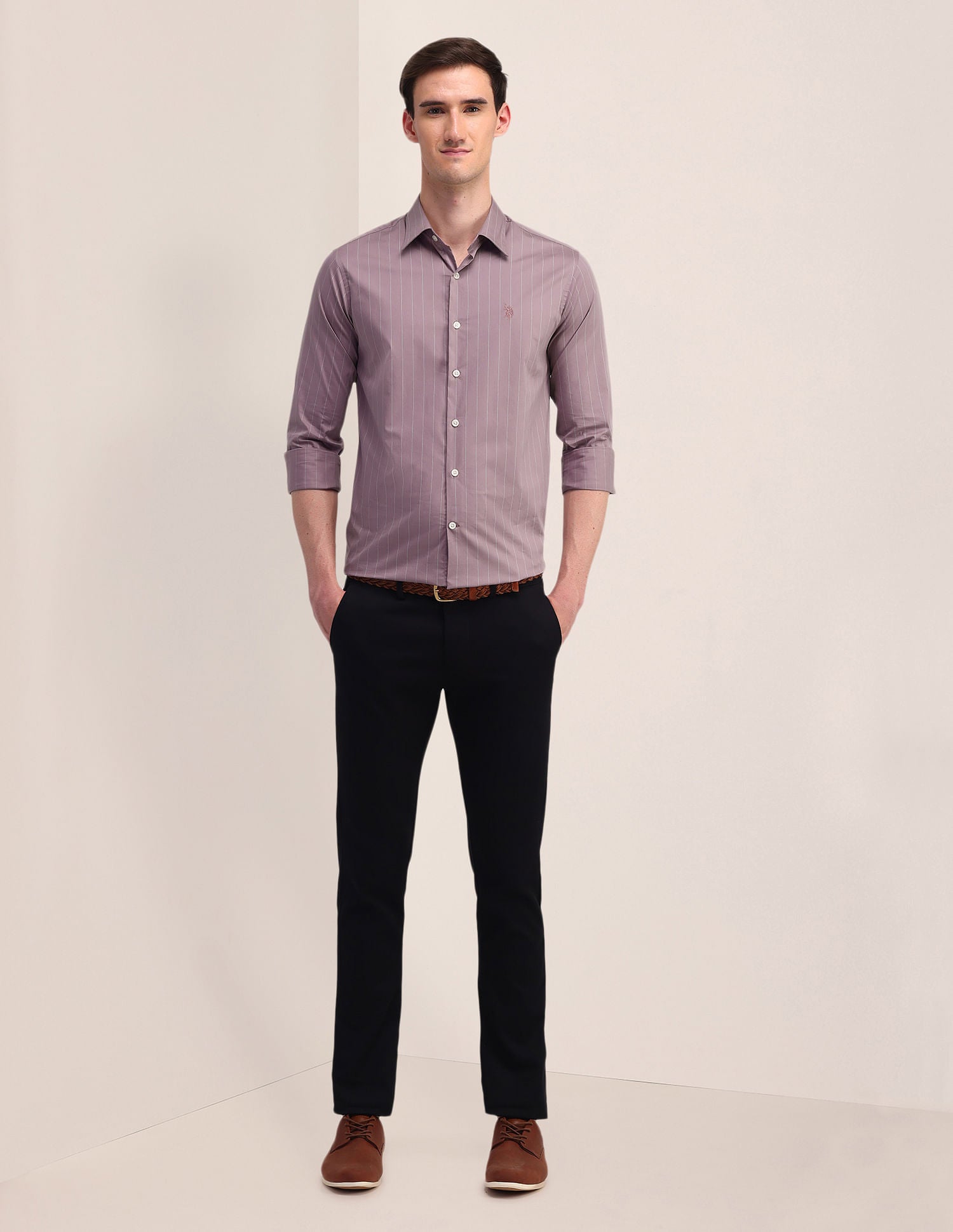 Vertical Striped Regular Fit Shirt Pink - U.S. POLO ASSN. | Large