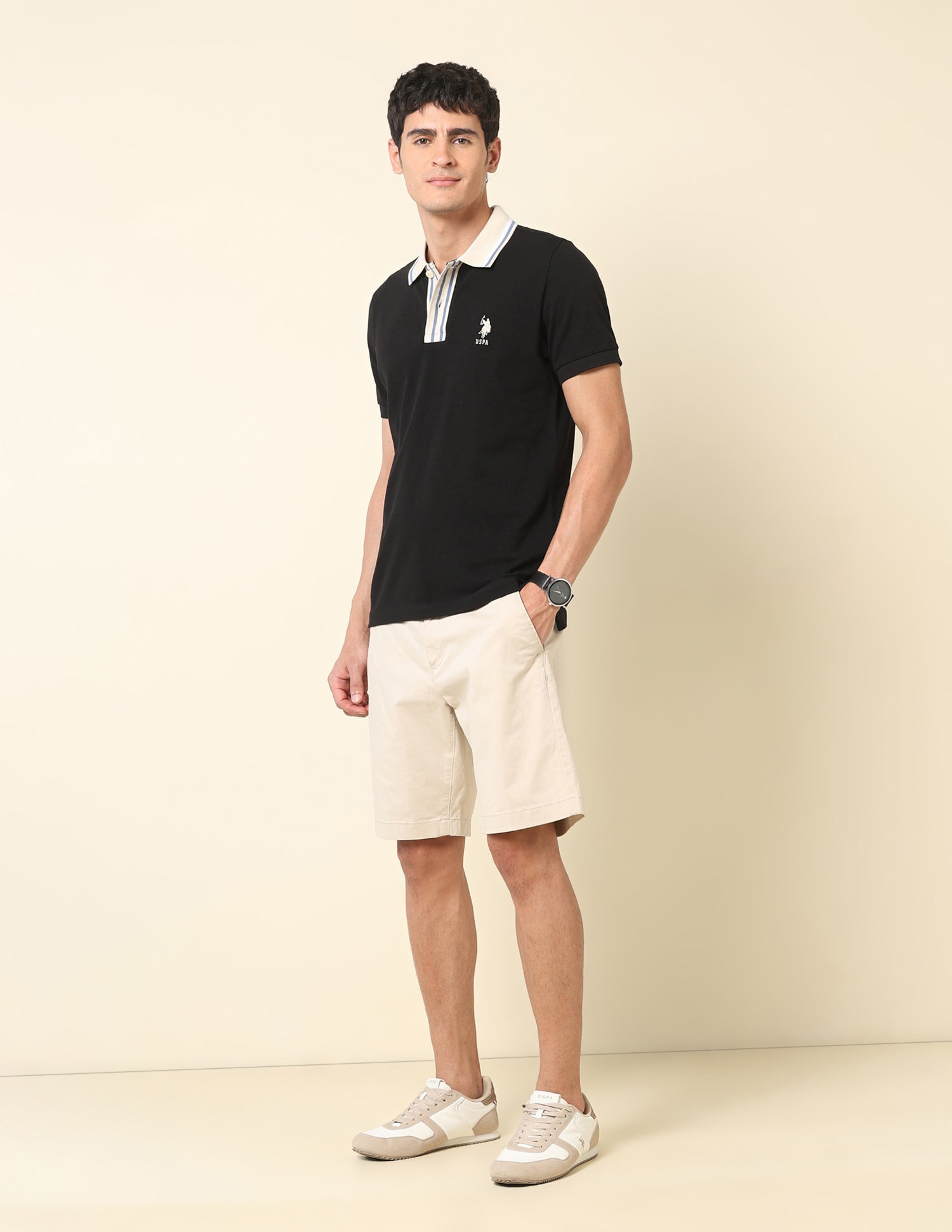 Pure Cotton Slim Fit Classic Polo Shirt Black - U.S. Polo Assn. India | Large