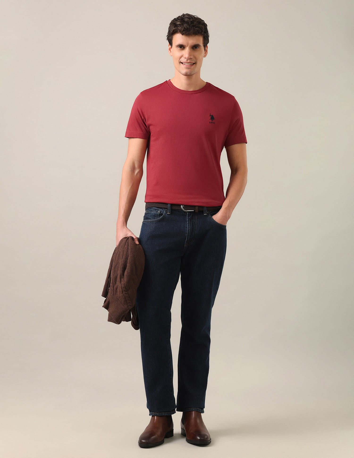 Solid Regular Fit T-Shirt Red - U.S. Polo Assn. India | Large