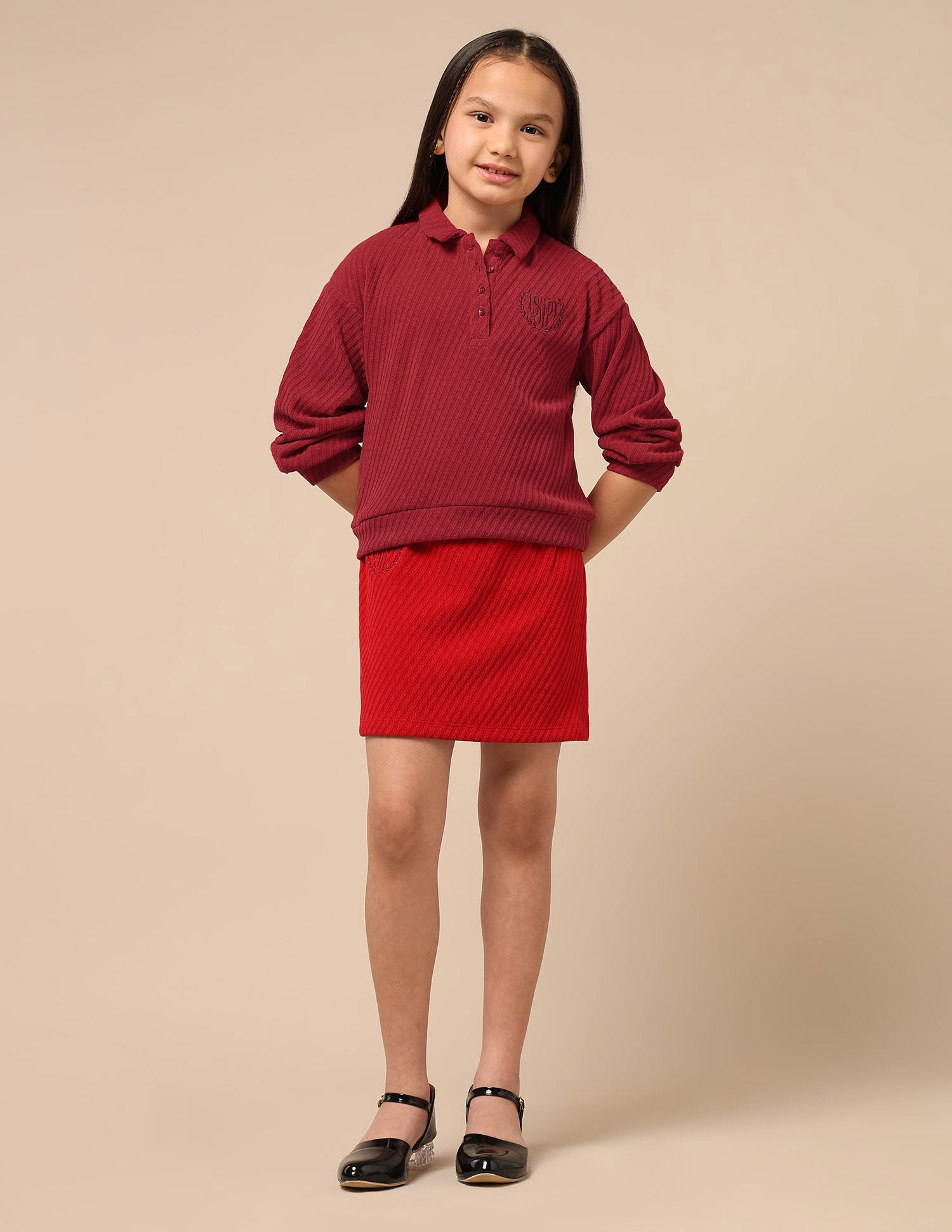 Girls Textured Boxy Fit Top Red - U.S. POLO ASSN. | Large