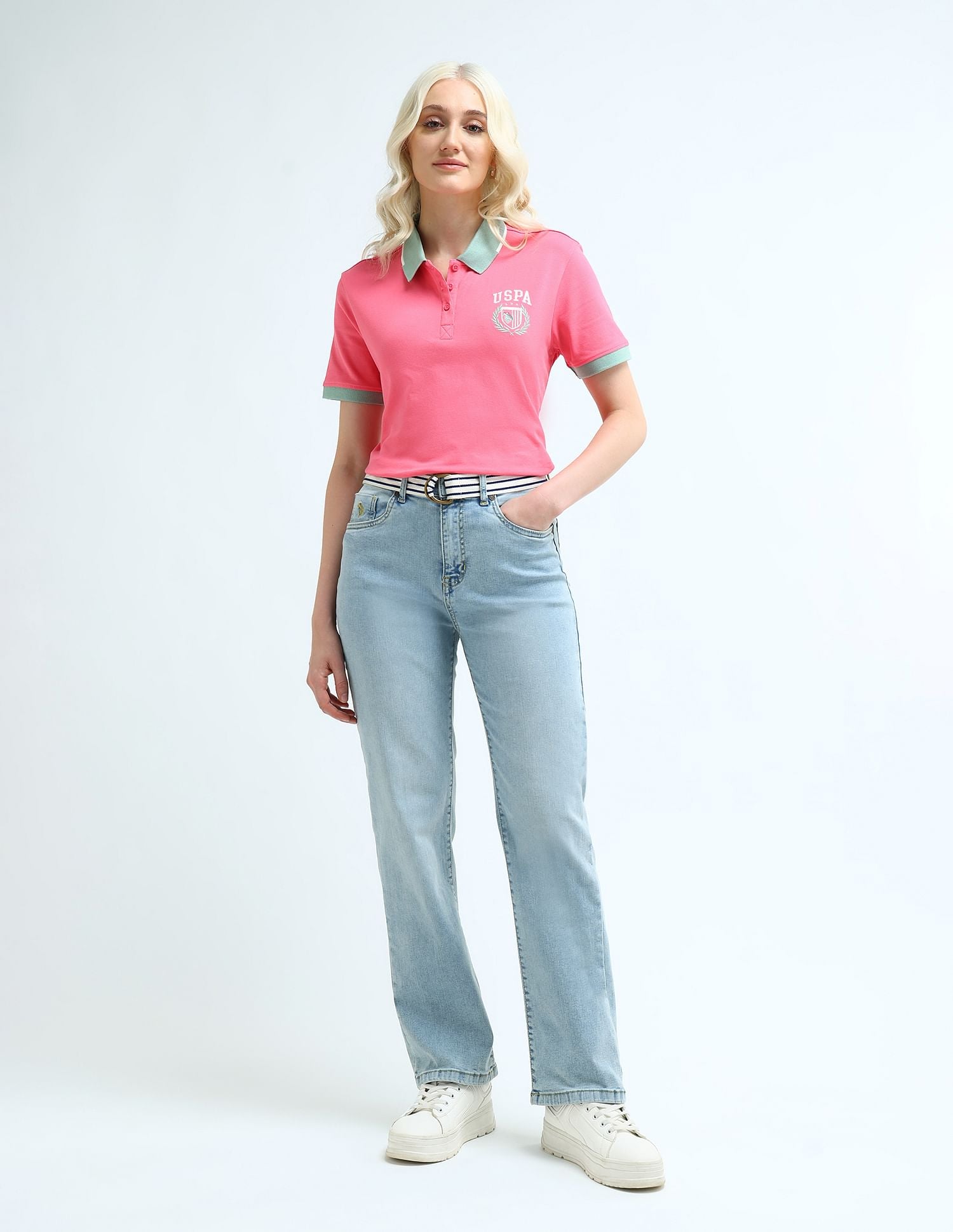 High Rise Tinted Straight Fit Jeans Light Blue - U.S. POLO ASSN. | Large