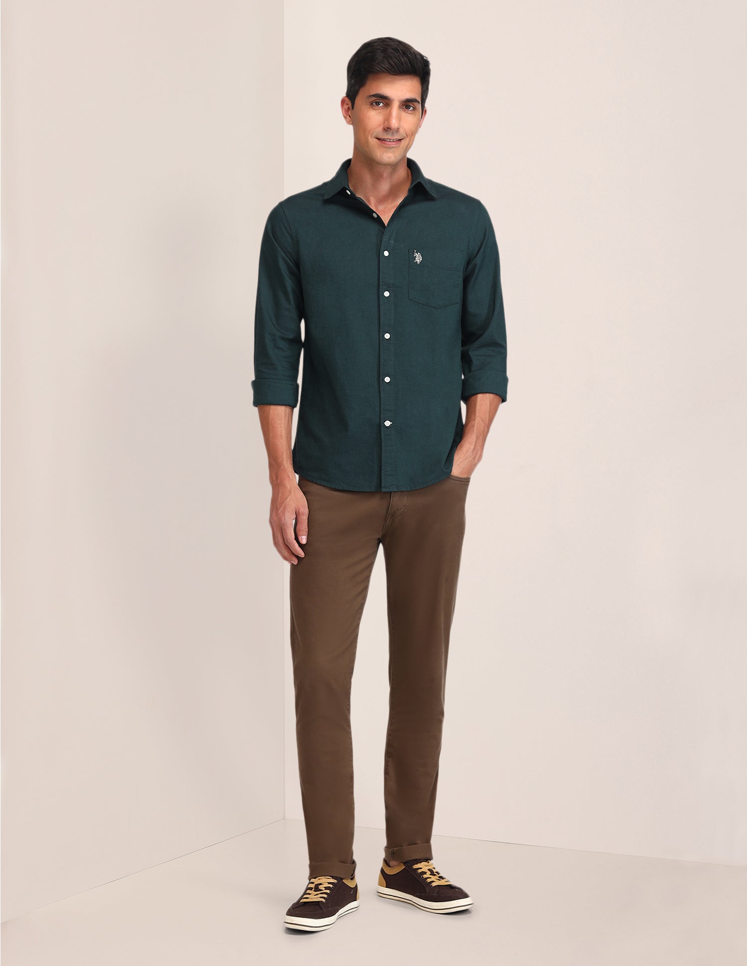 Tailored Fit Oxford Shirt Green - U.S. Polo Assn. India | Large