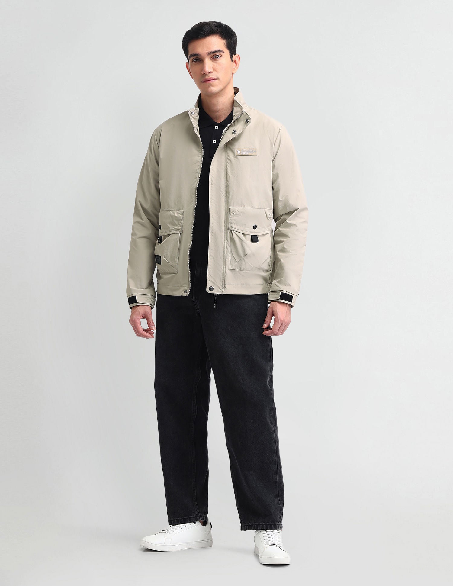 Regular Fit Solid Casual Jacket Beige - U.S. POLO ASSN. | Large