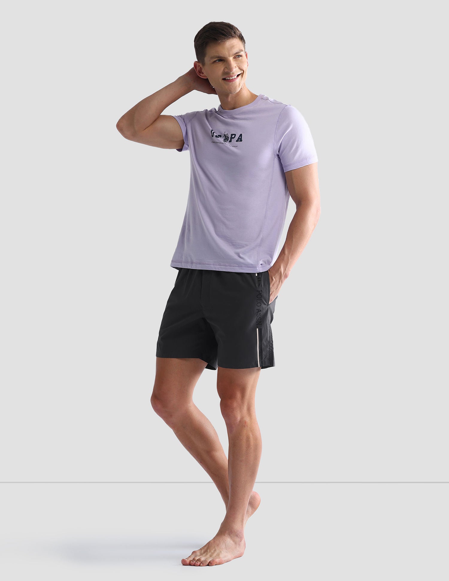 Mid Rise Solid IYAX Shorts - Pack Of 1 Grey - U.S. POLO ASSN. | Large