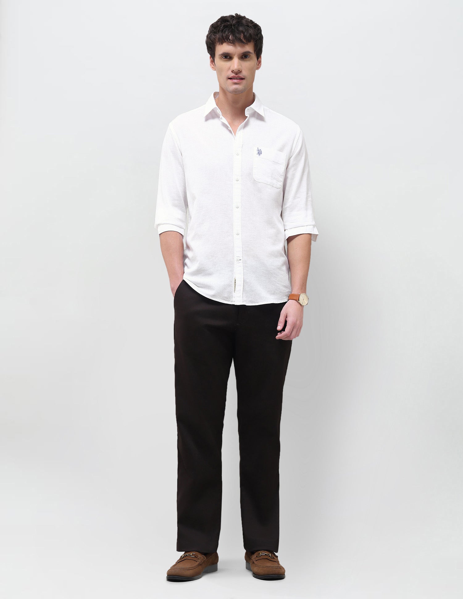 Solid Regular Fit Shirt White - U.S. Polo Assn. India | Large