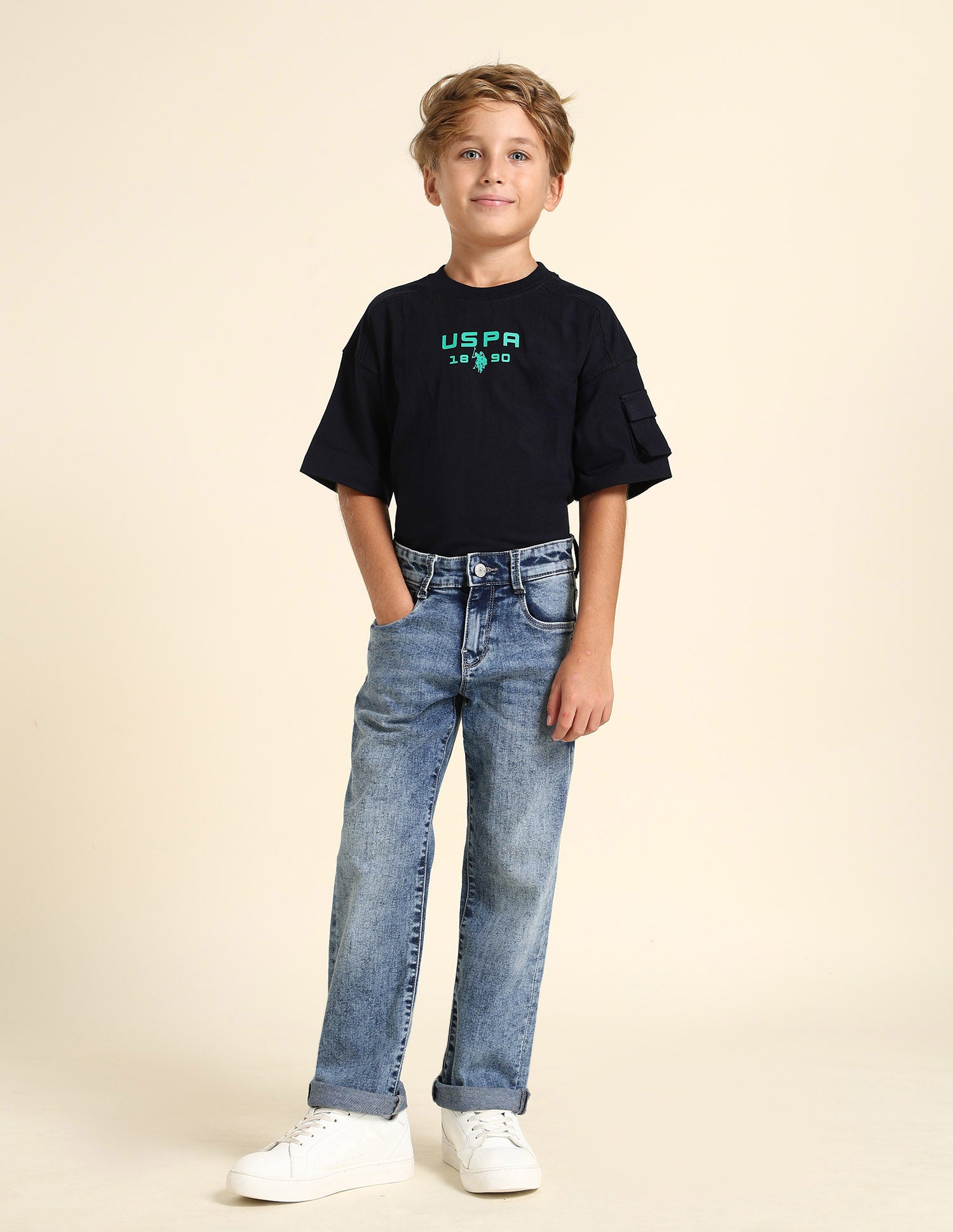 Boys Relaxed Fit Blue Jeans Light Blue - U.S. POLO ASSN. | Large