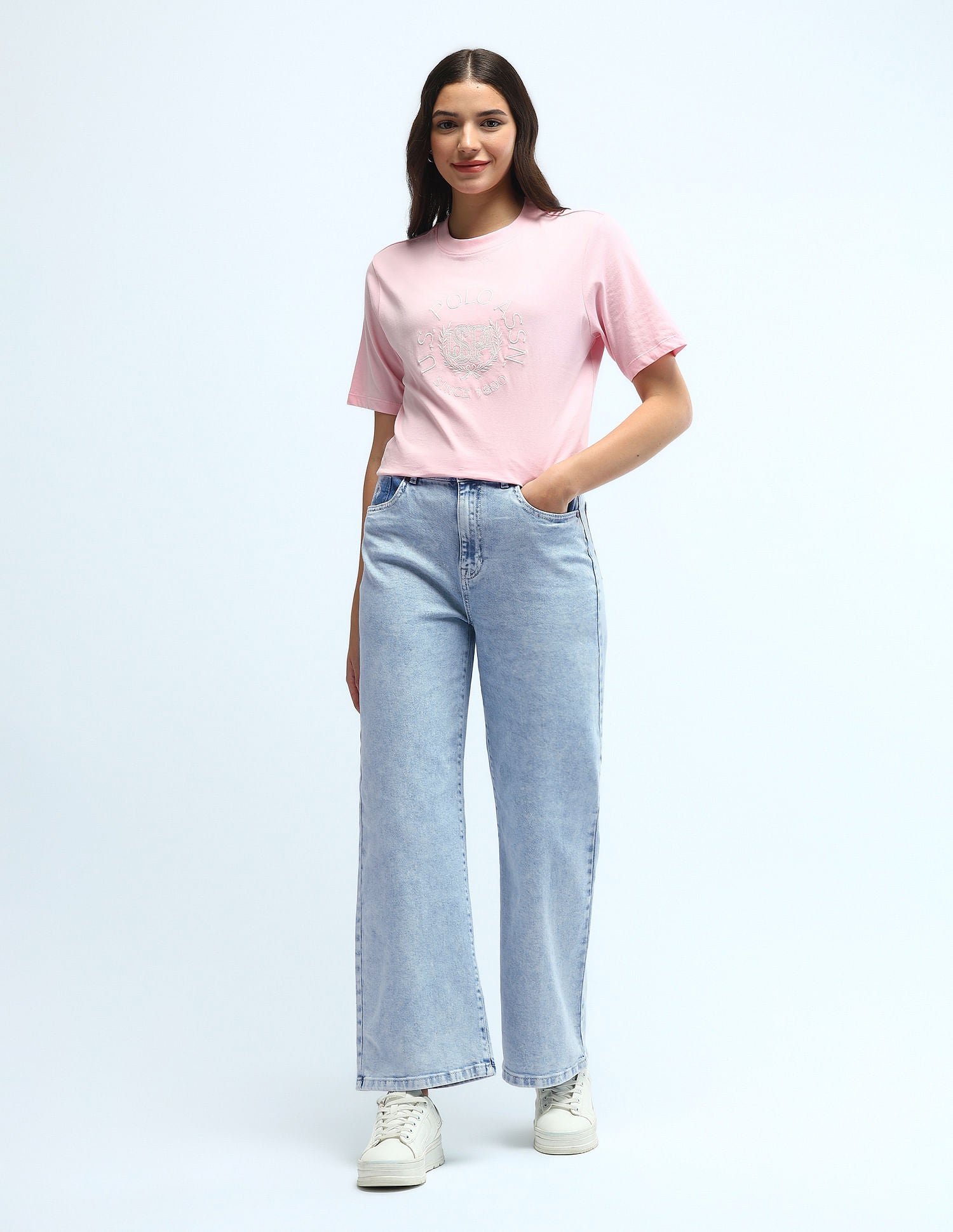 High Rise Wide Leg Jeans Blue - U.S. Polo Assn. India | Large
