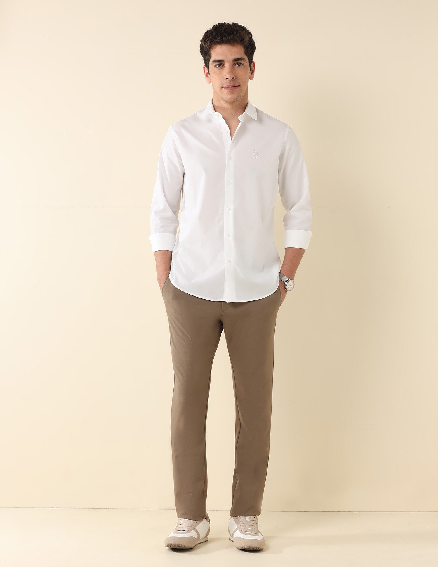 Tailored Fit Solid Shirt White - U.S. POLO ASSN. | Large