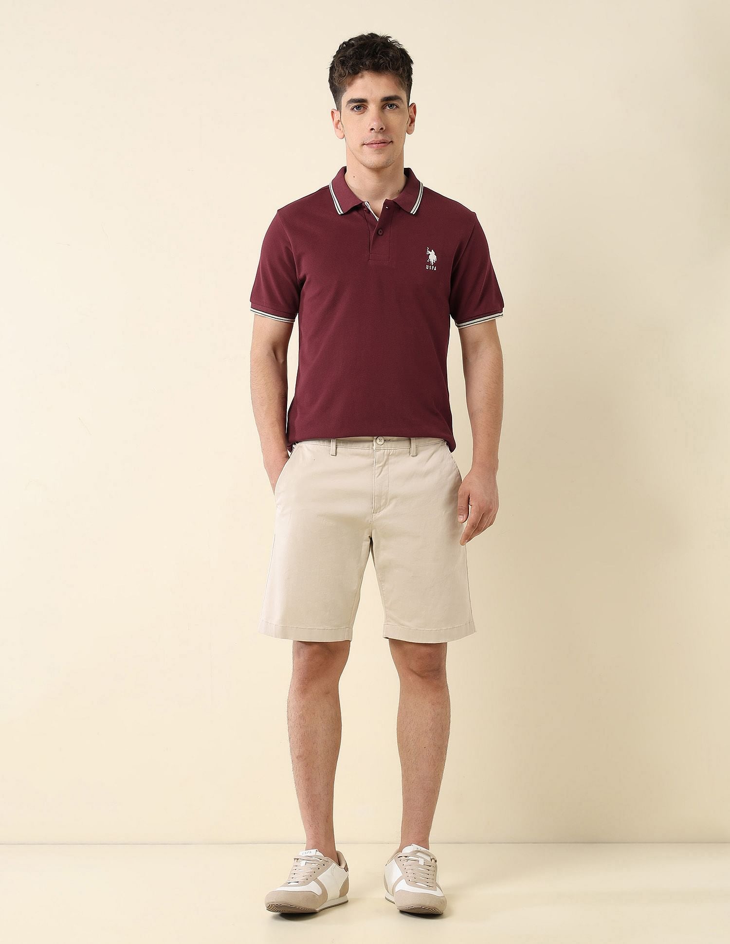 Solid Slim Fit Polo Shirt Wine - U.S. Polo Assn. India | Large