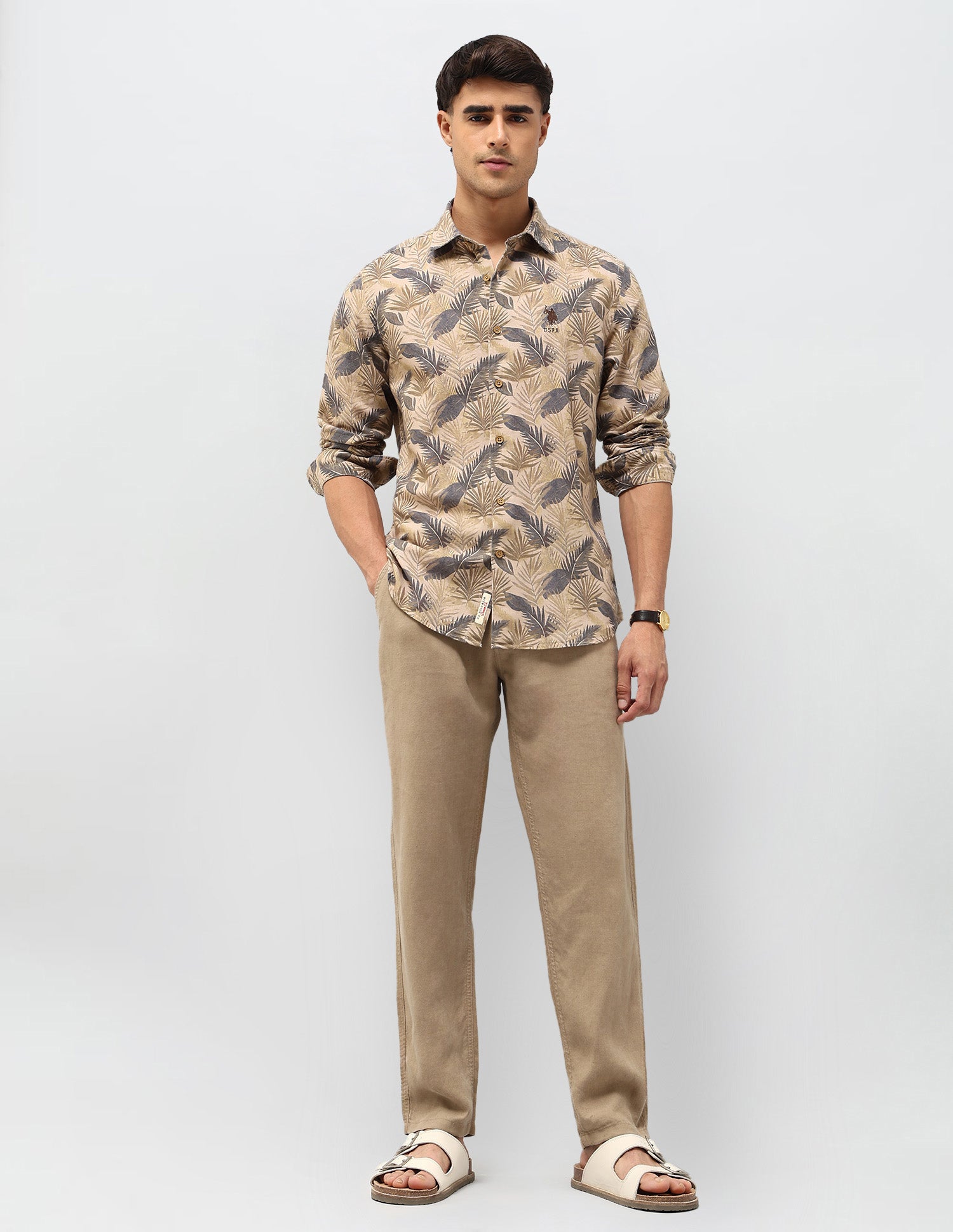 Tropical Printed Regular Fit shirt Olive - U.S. POLO ASSN. | Large