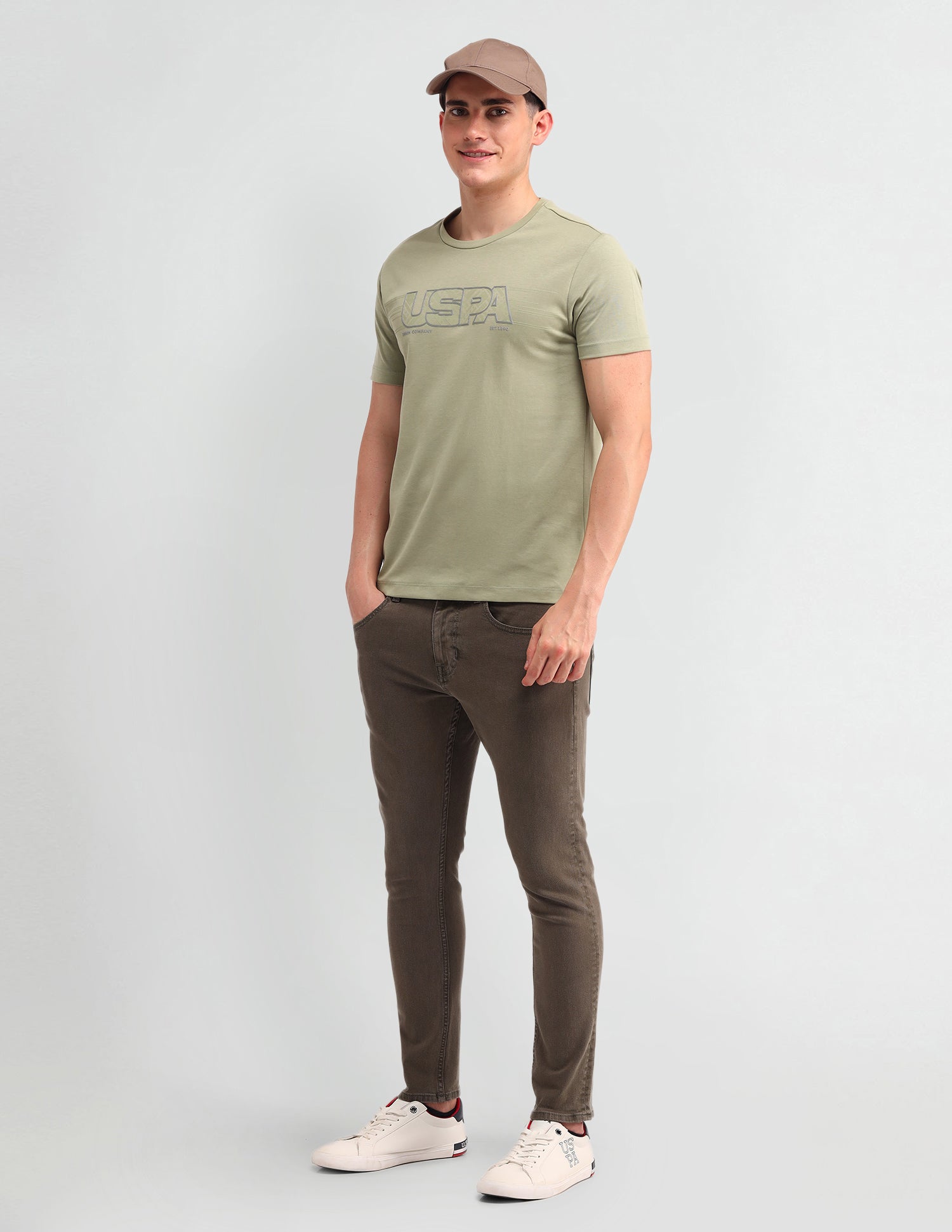Brand Printed Muscle Fit T-Shirt Mint - U.S. Polo Assn. India | Large