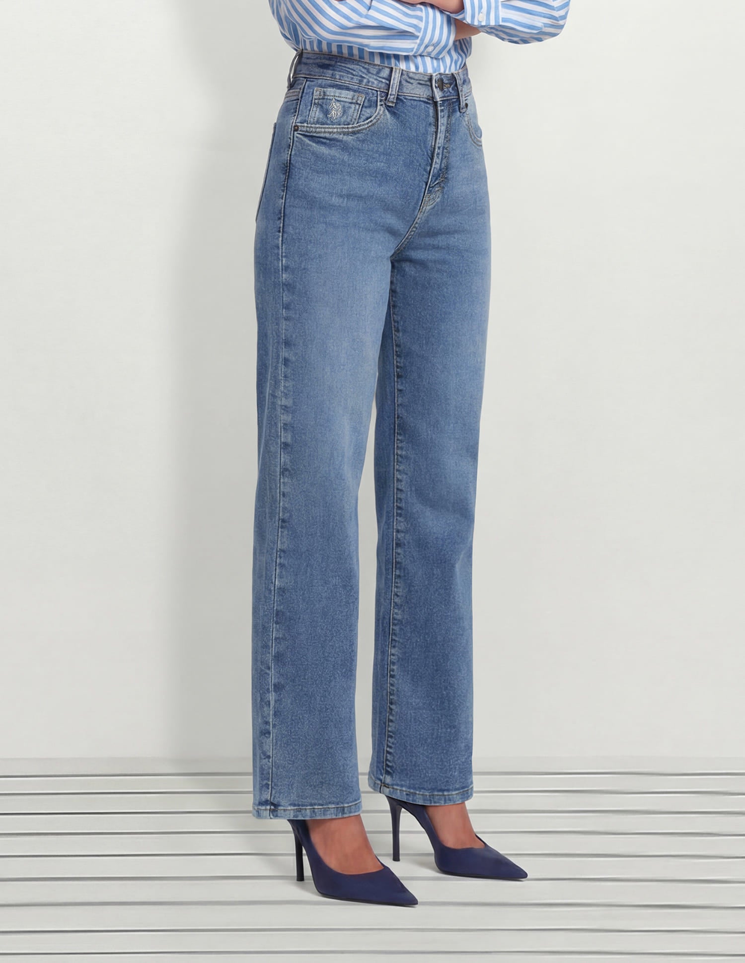 High Rise Straight Fit Jeans Blue - U.S. Polo Assn. India | Large