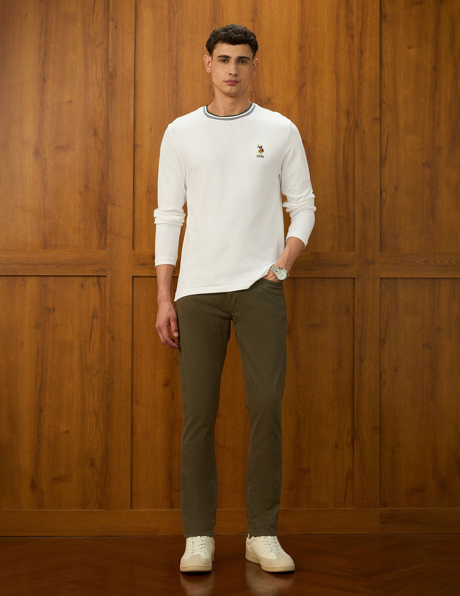 Solid Varsity Theatre T-Shirt Off White - U.S. POLO ASSN. | Large