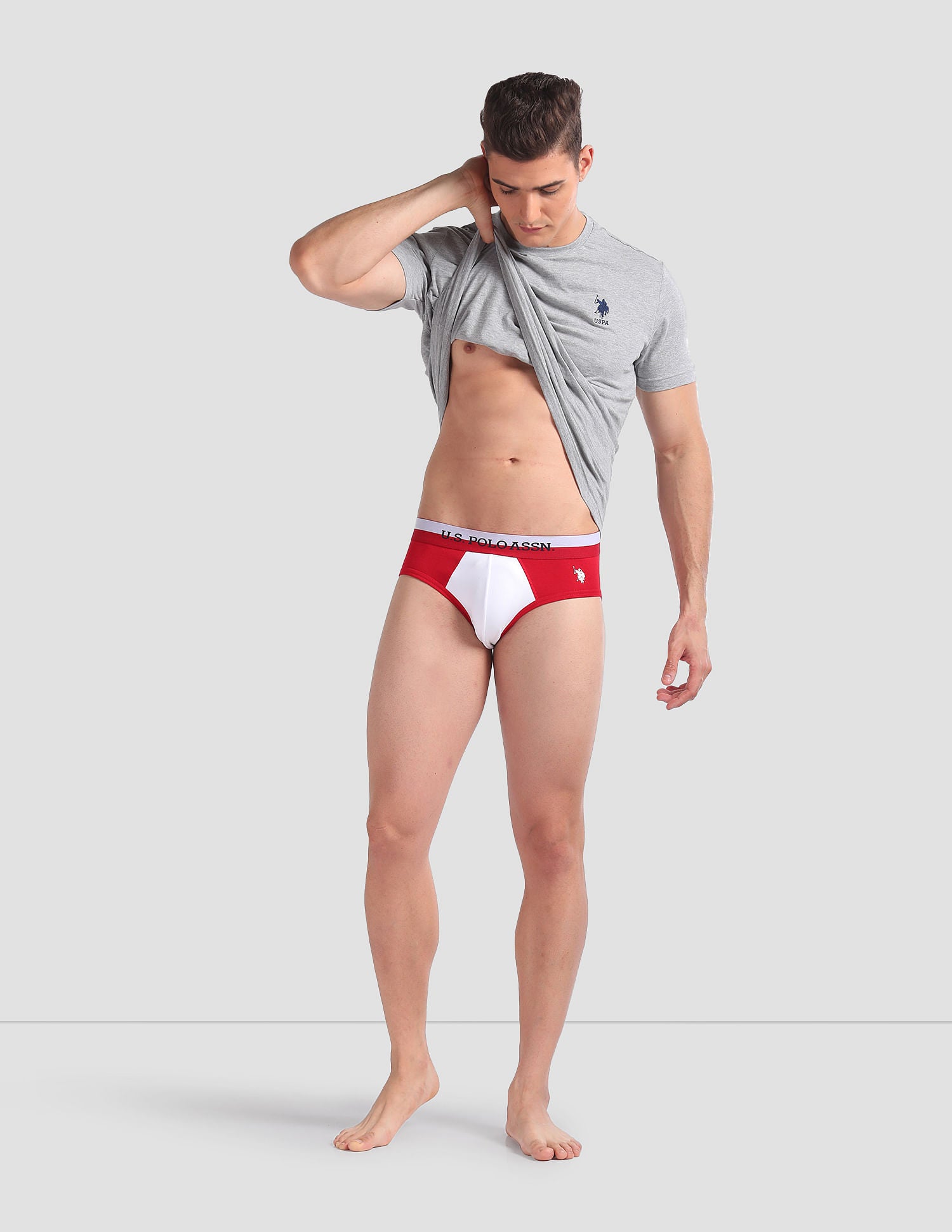 Elasticized Waist OEB02 Briefs - Pack Of 2 Red and Navy - U.S. POLO ASSN. | Large