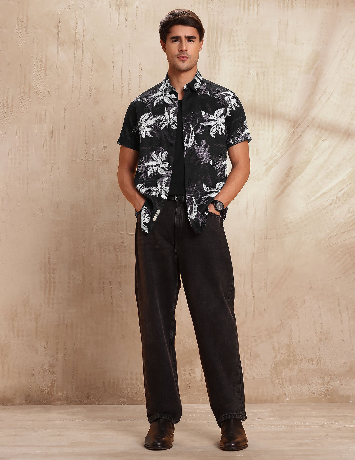 Slim Fit Floral Printed Shirt Black - U.S. POLO ASSN. | Large