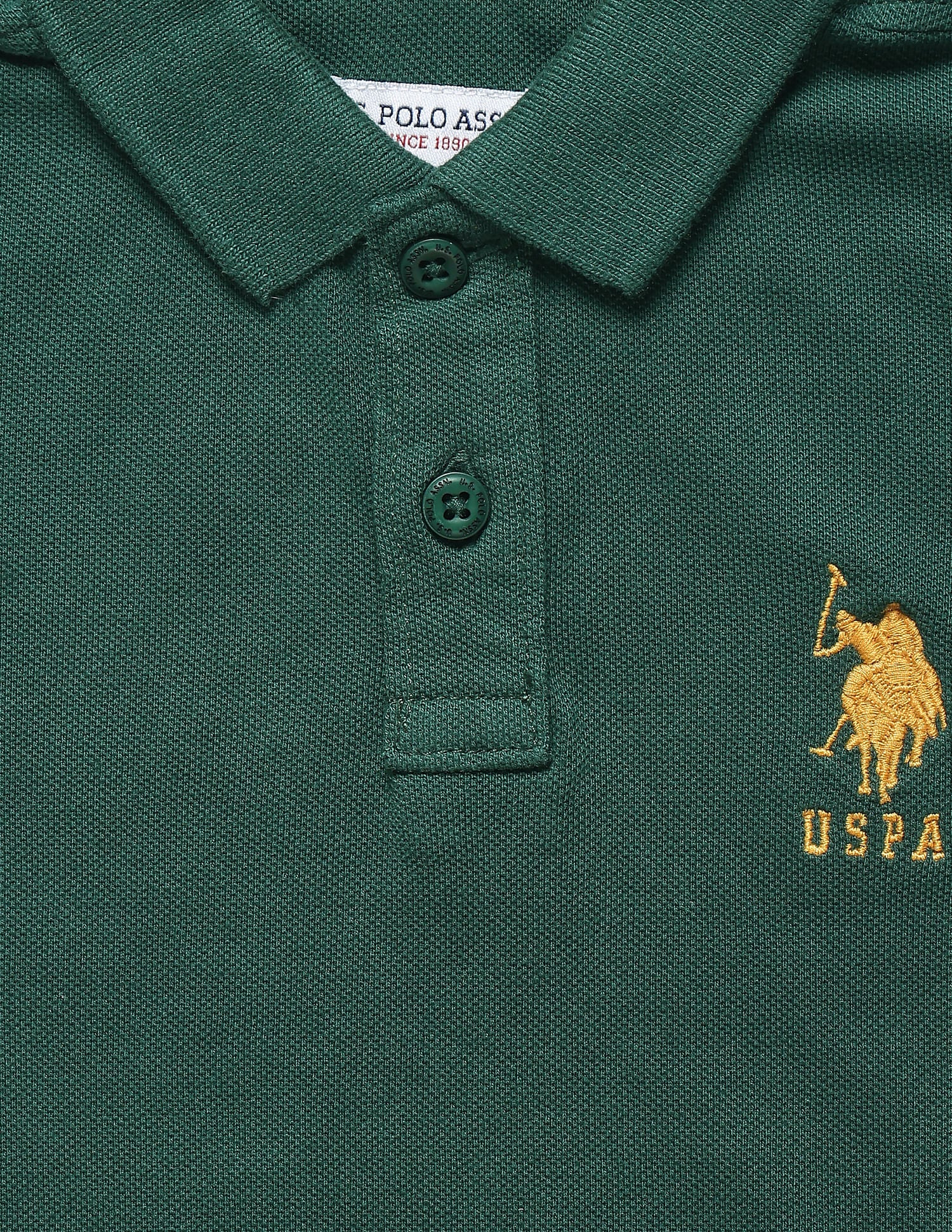 Solid Pique Polo Shirt Dark Green - U.S. POLO ASSN. | Large