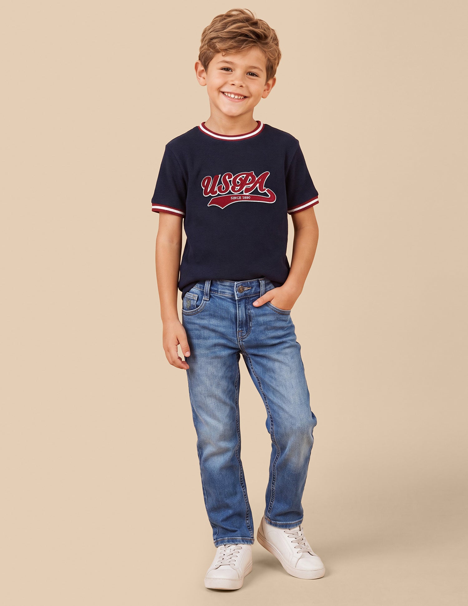 Bootcut Fit Whiskered Jeans Mid Blue - U.S. Polo Assn. India | Large