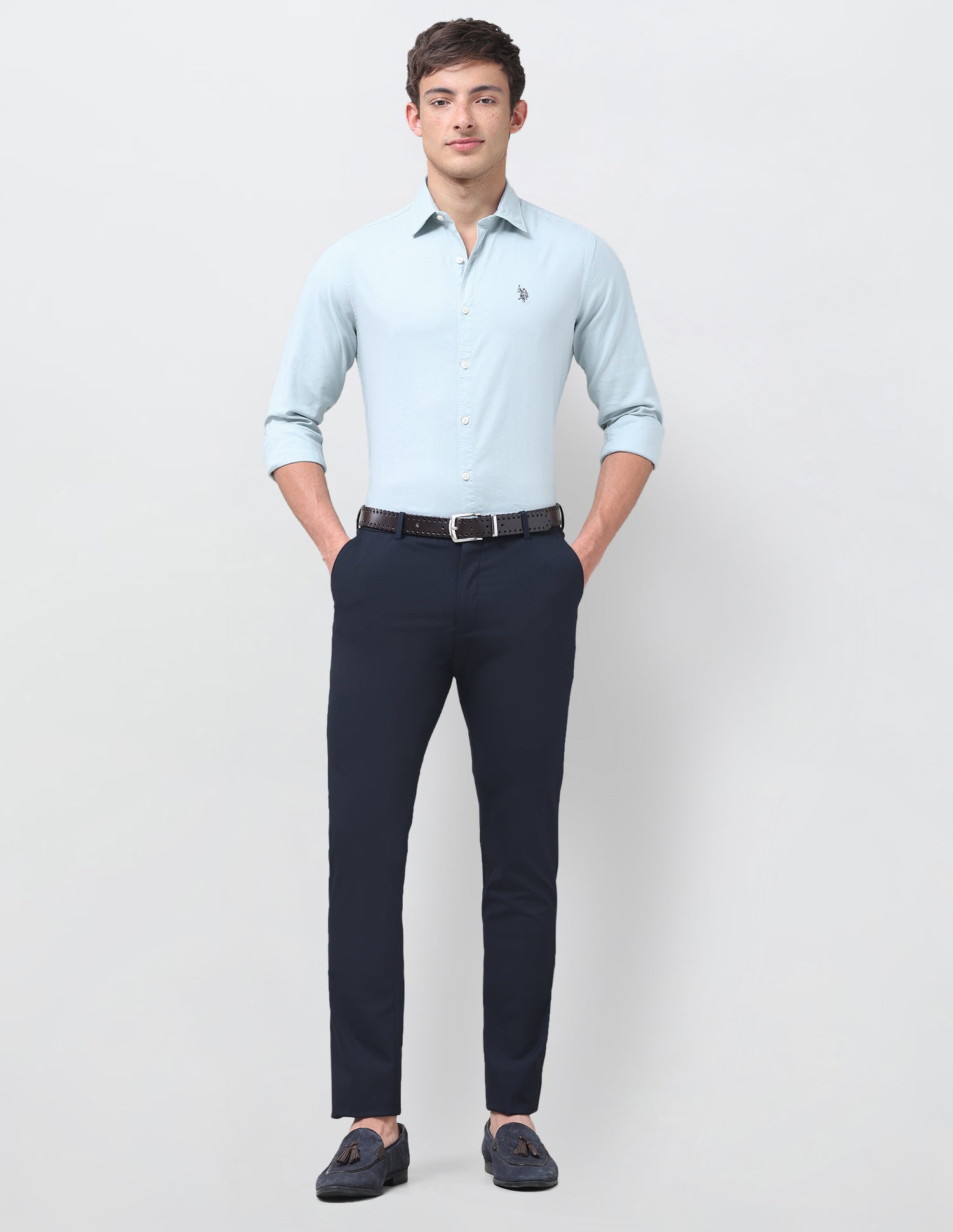 Solid Tailored Fit Shirt Light Blue - U.S. Polo Assn. India | Large