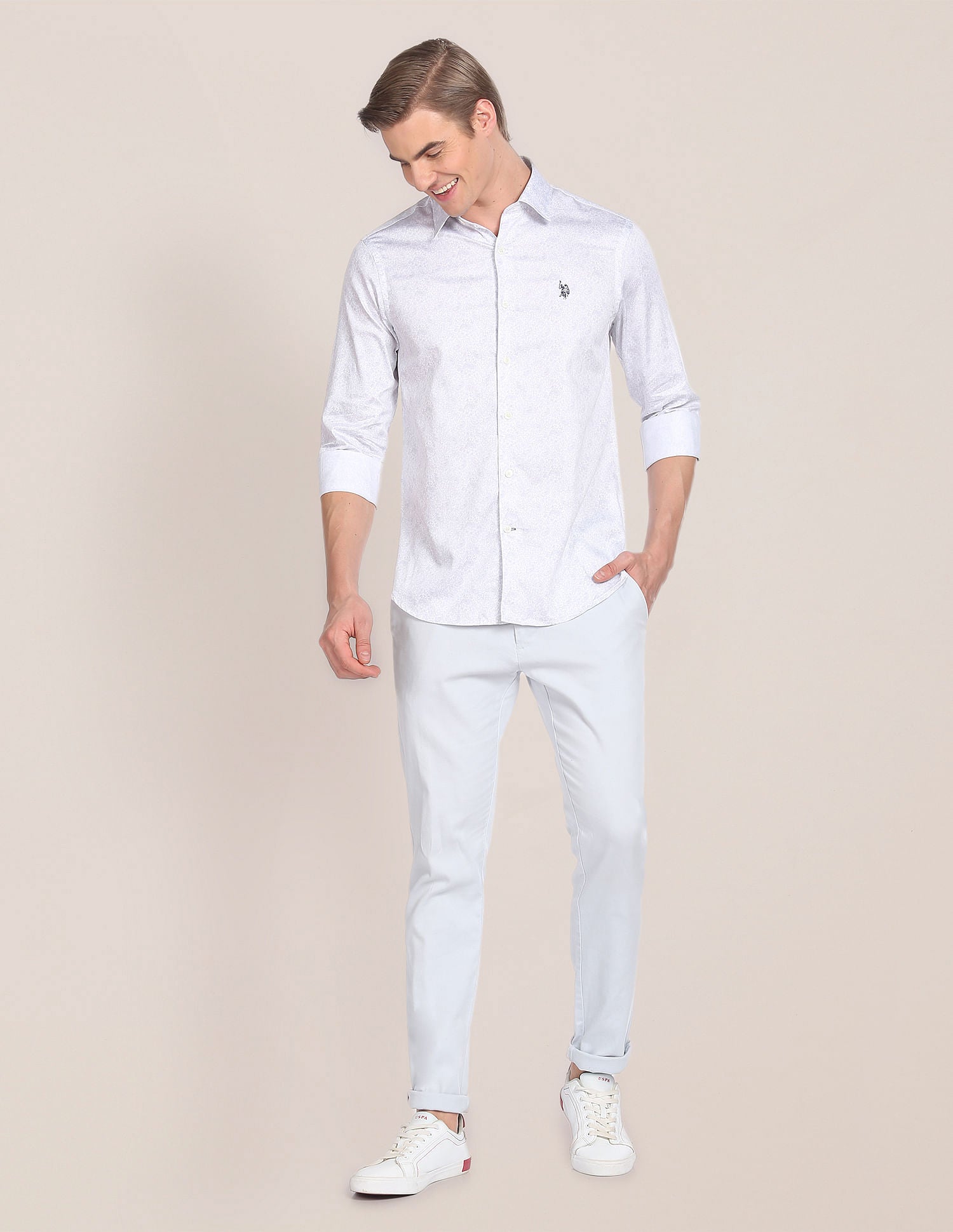 Spread Collar Paisley Print Shirt Grey - U.S. Polo Assn. India | Large