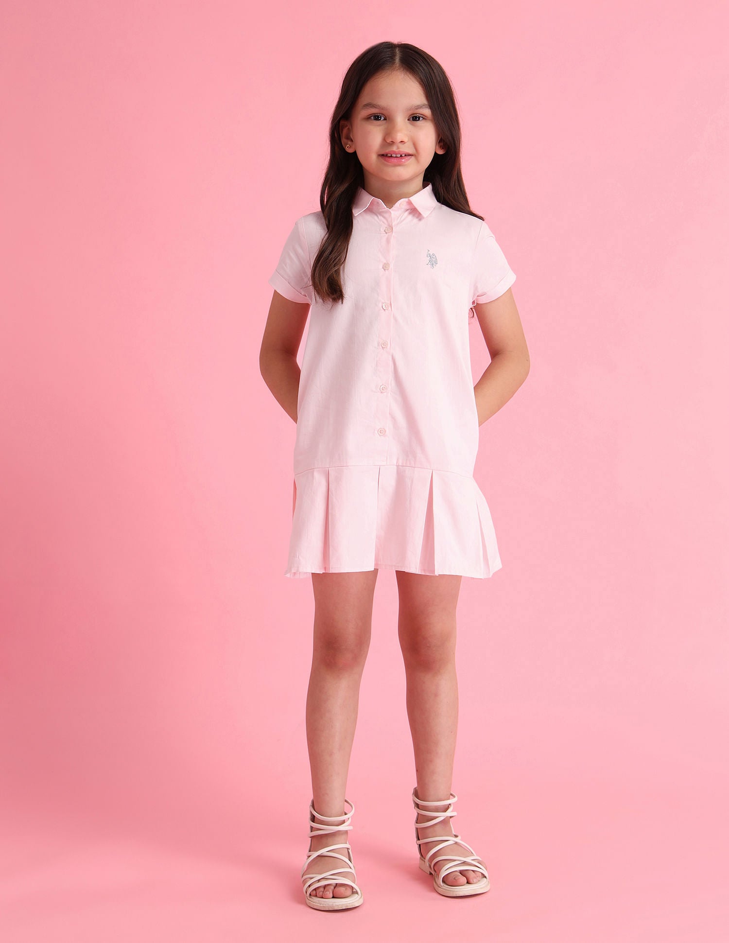 Girls Solid A-Line Dress Pink - U.S. Polo Assn. India | Large