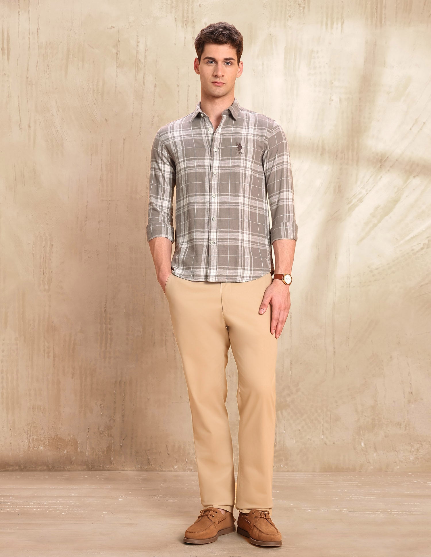 Tartan Checked Legend Of Horseshoe Shirt Mauve - U.S. POLO ASSN. | Large