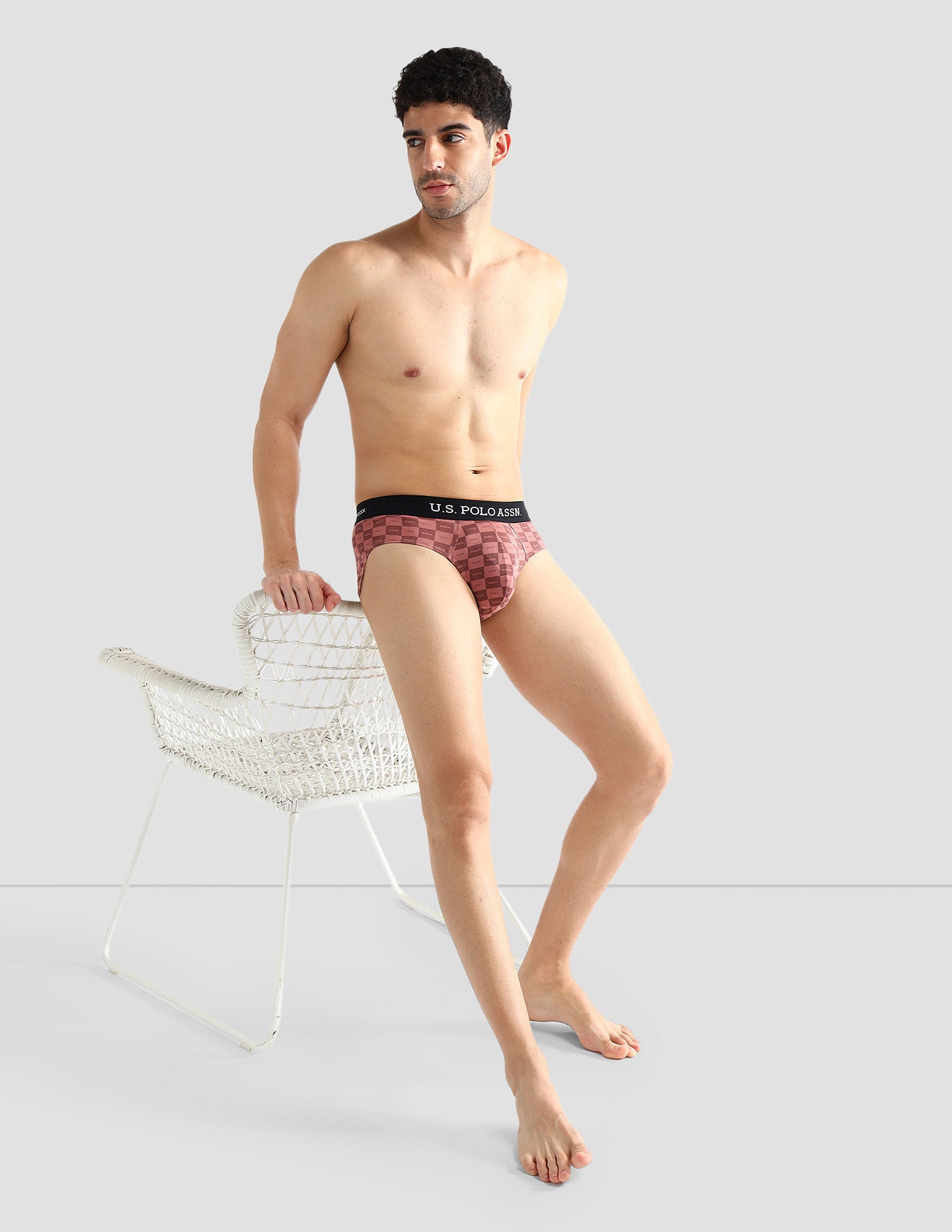 Elasticized Waist Solid OEB14 Briefs - Pack Of 3 Old Rose, Iced Coffee and White - U.S. POLO ASSN. | Large