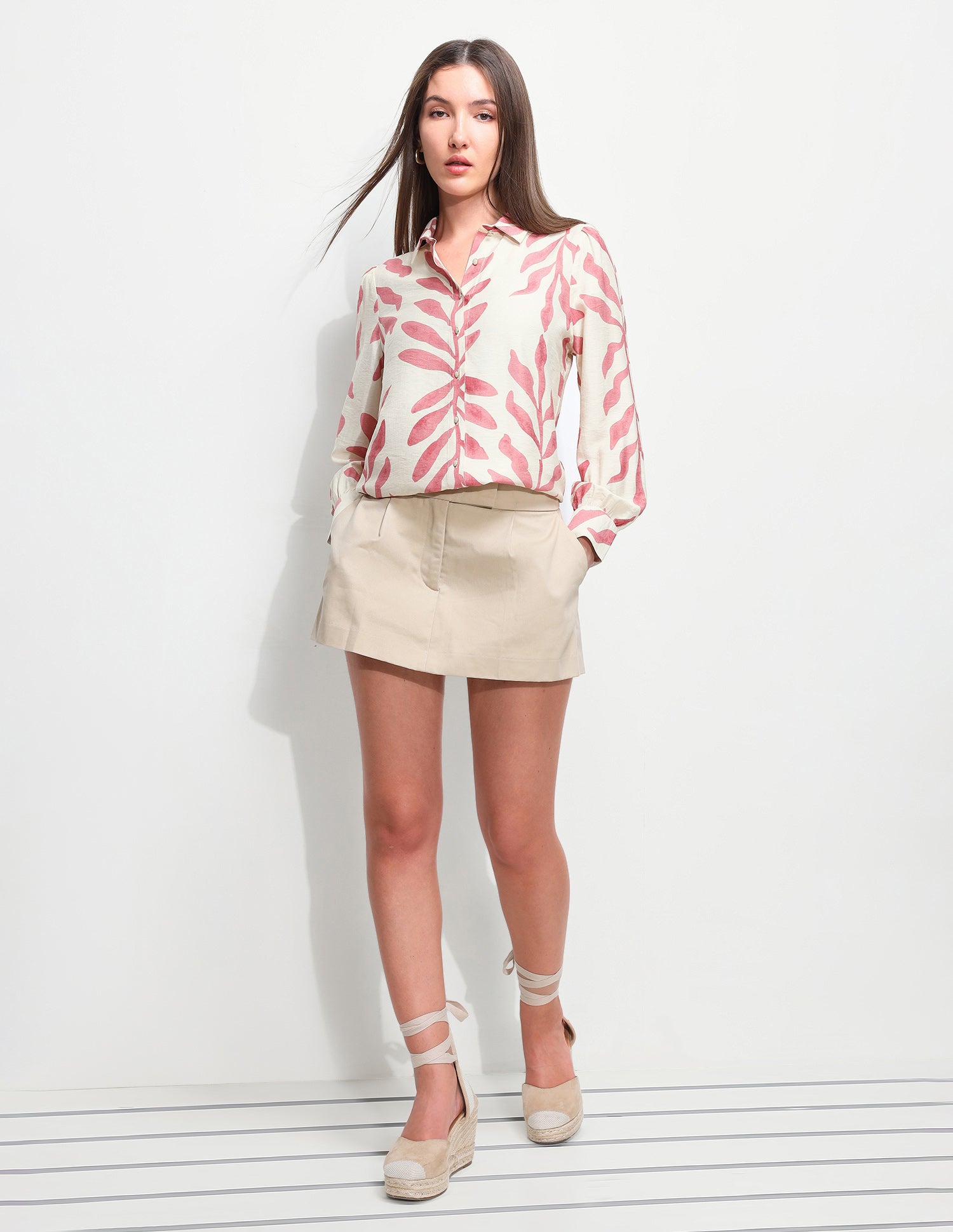 All Over Printed Relaxed Fit Shirt Off White - U.S. Polo Assn. India | Large